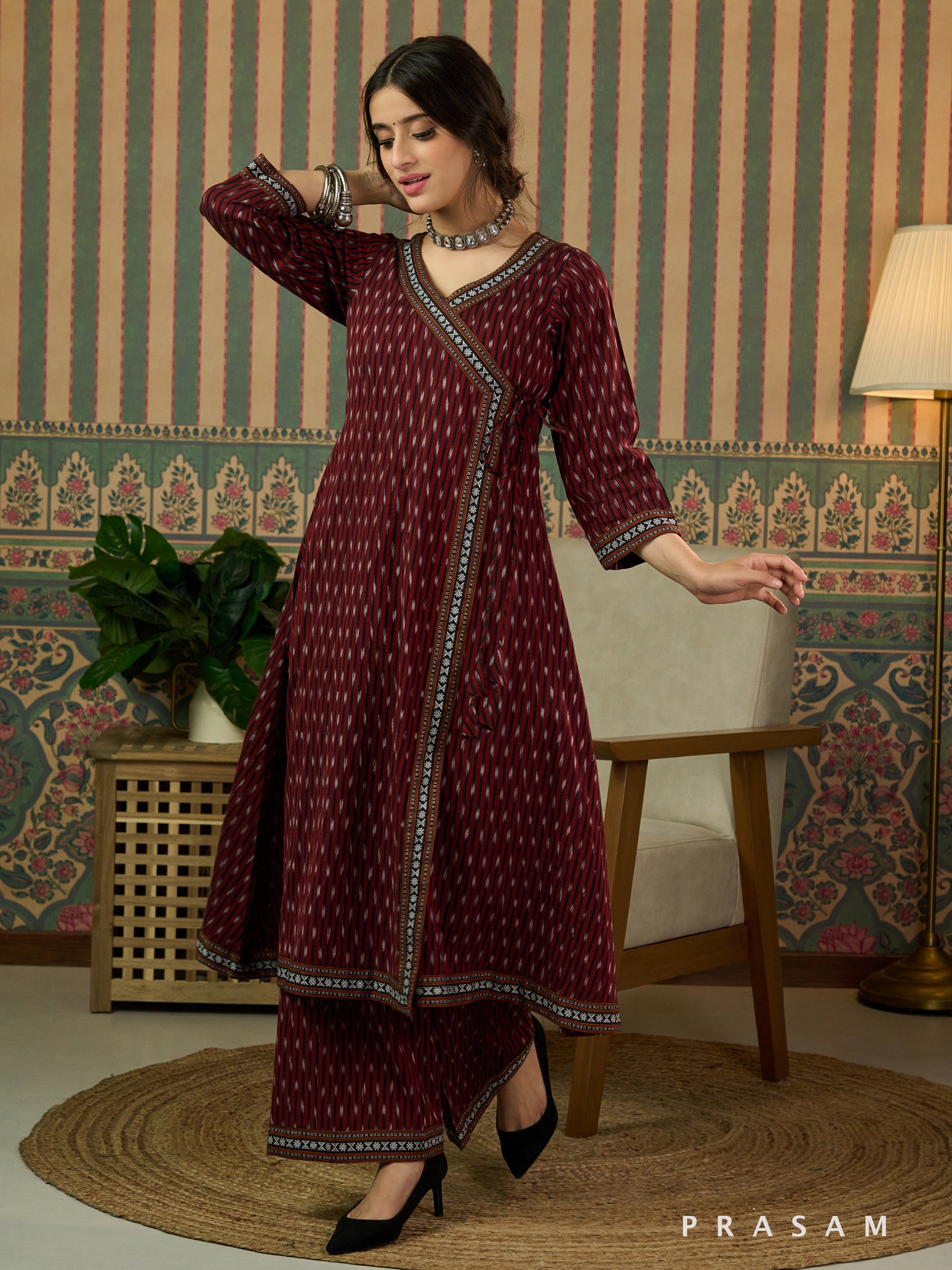 Samaira Ikat Wrap-Style  Kurta Set