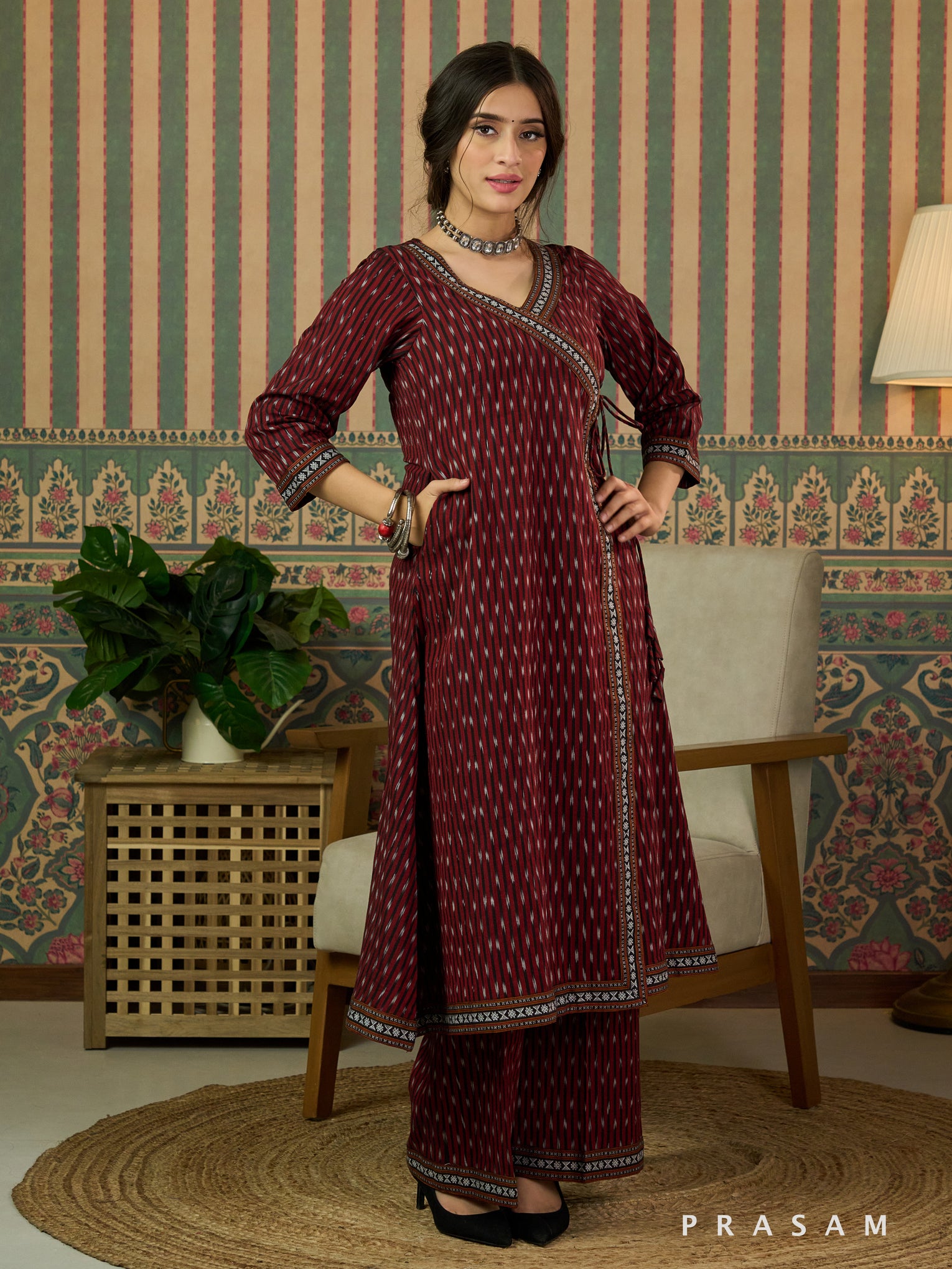 Samaira Ikat Wrap-Style  Kurta Set