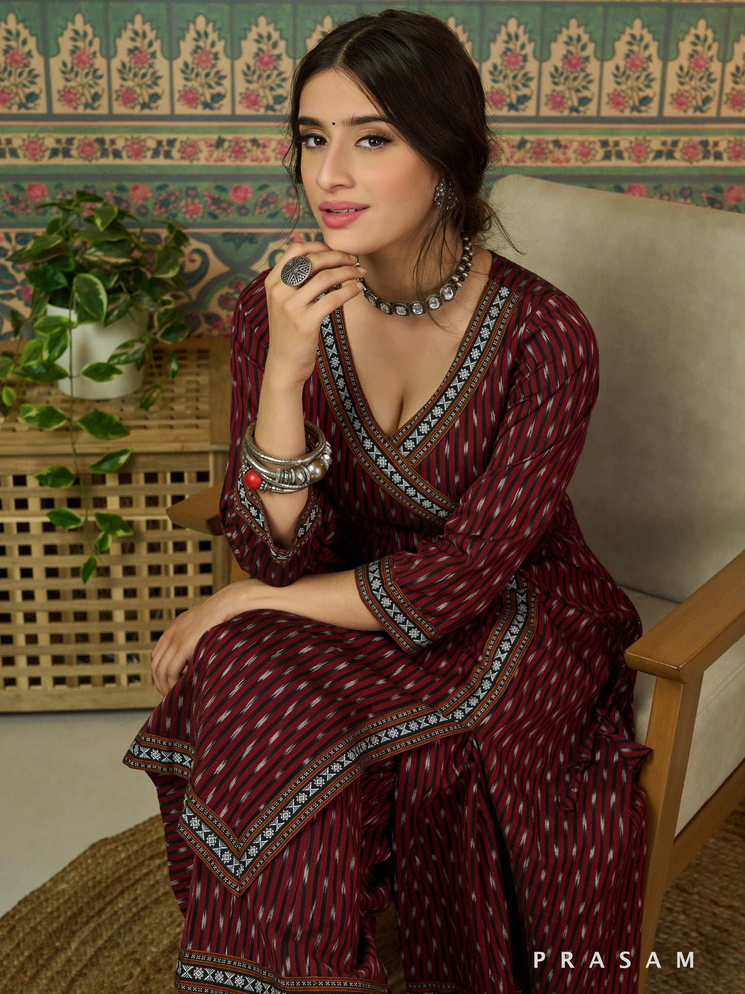 Samaira Ikat Wrap-Style  Kurta Set