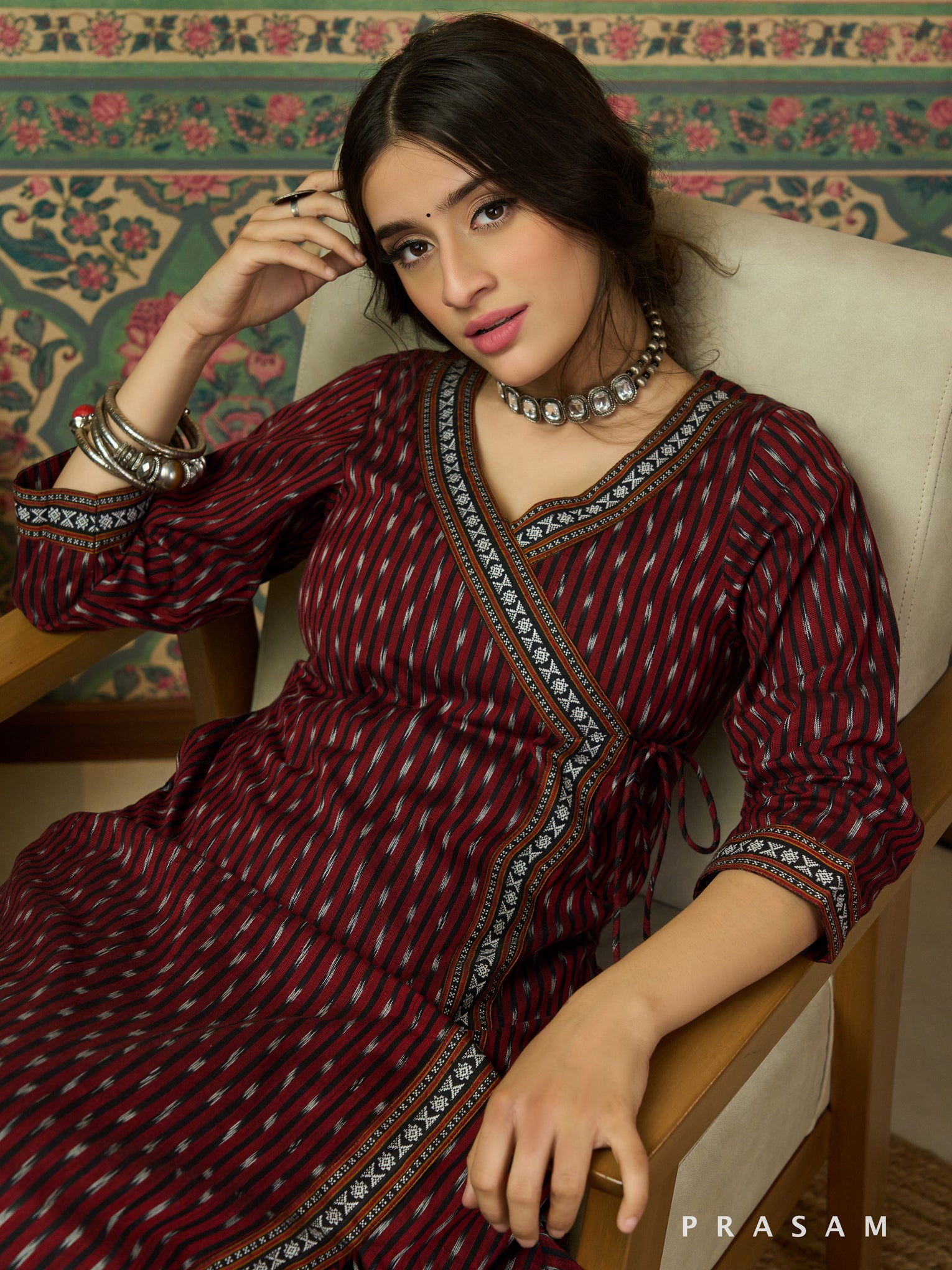 Samaira Ikat Wrap-Style  Kurta Set