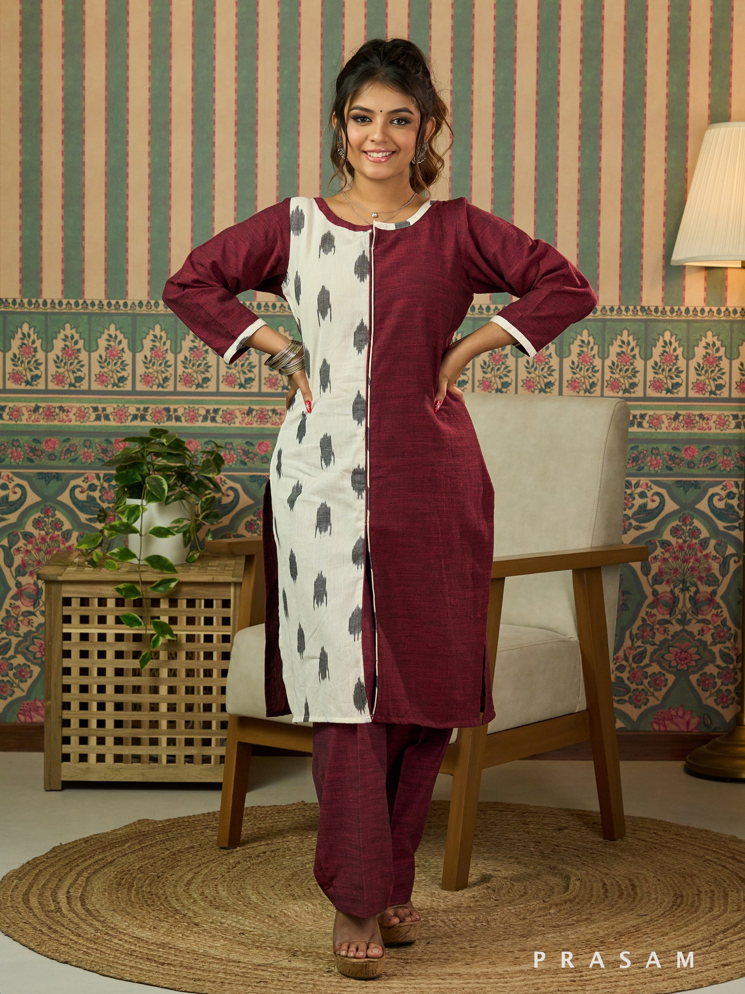 Style Savy Cotton & Ikat Kurta Set