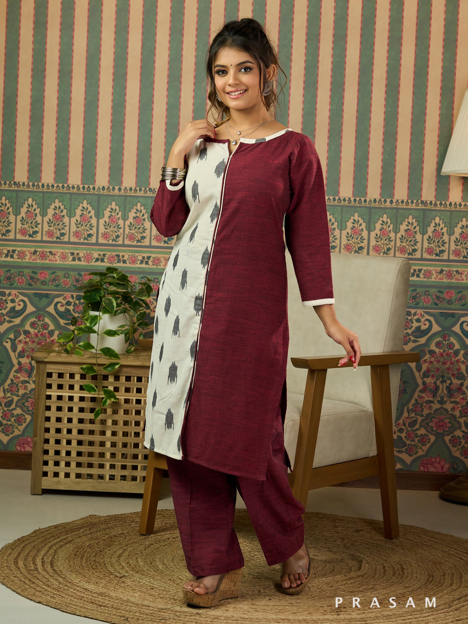 Style Savy Cotton & Ikat Kurta Set