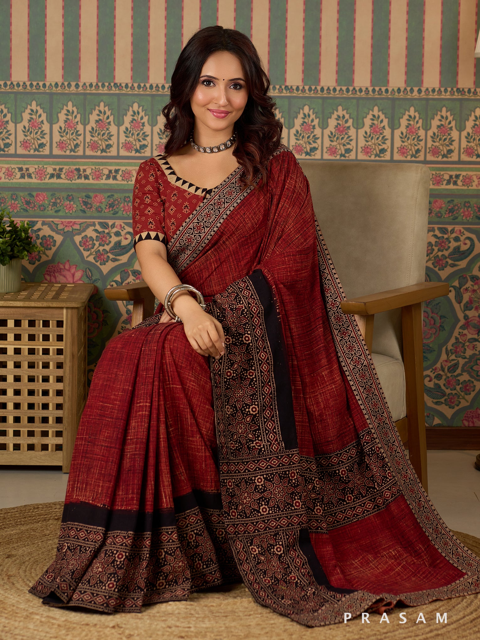 Ritika Handloom Inspired Ajrakh Saree