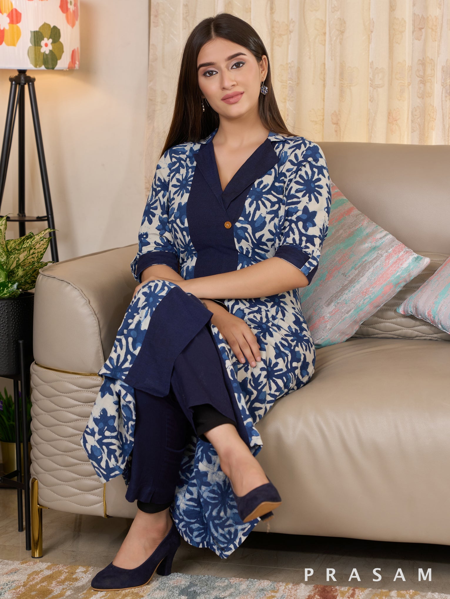 Indigo Bagru Radiance Cotton Printed Kurti