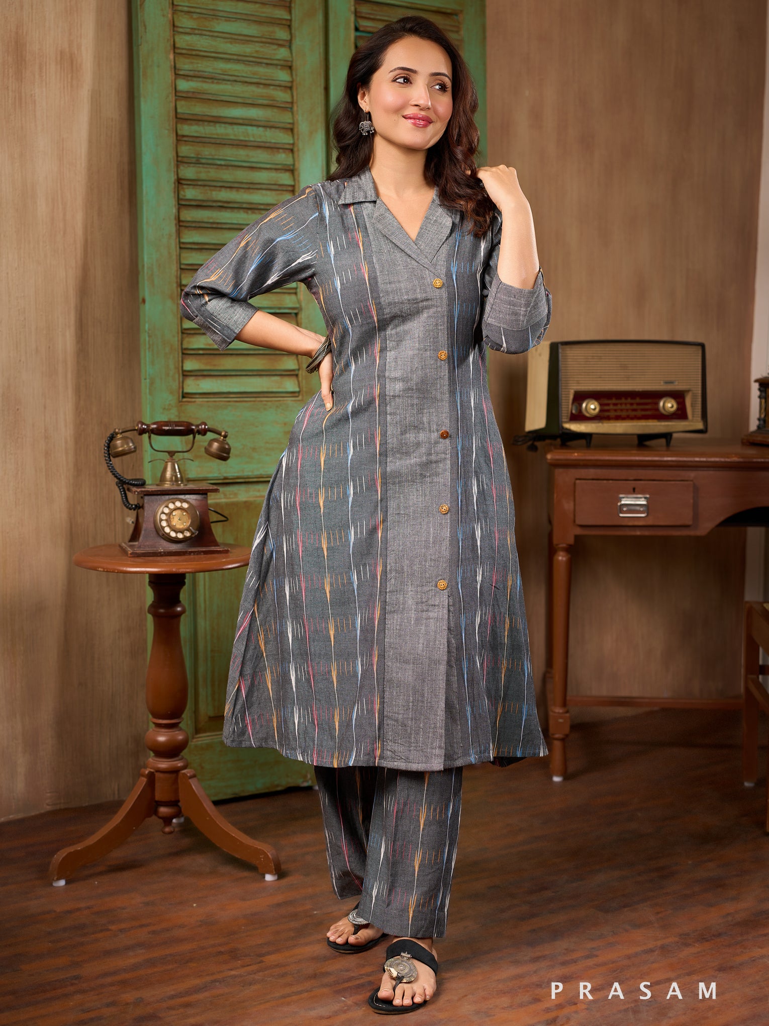 Skyline Weave Ikat Kurti Set