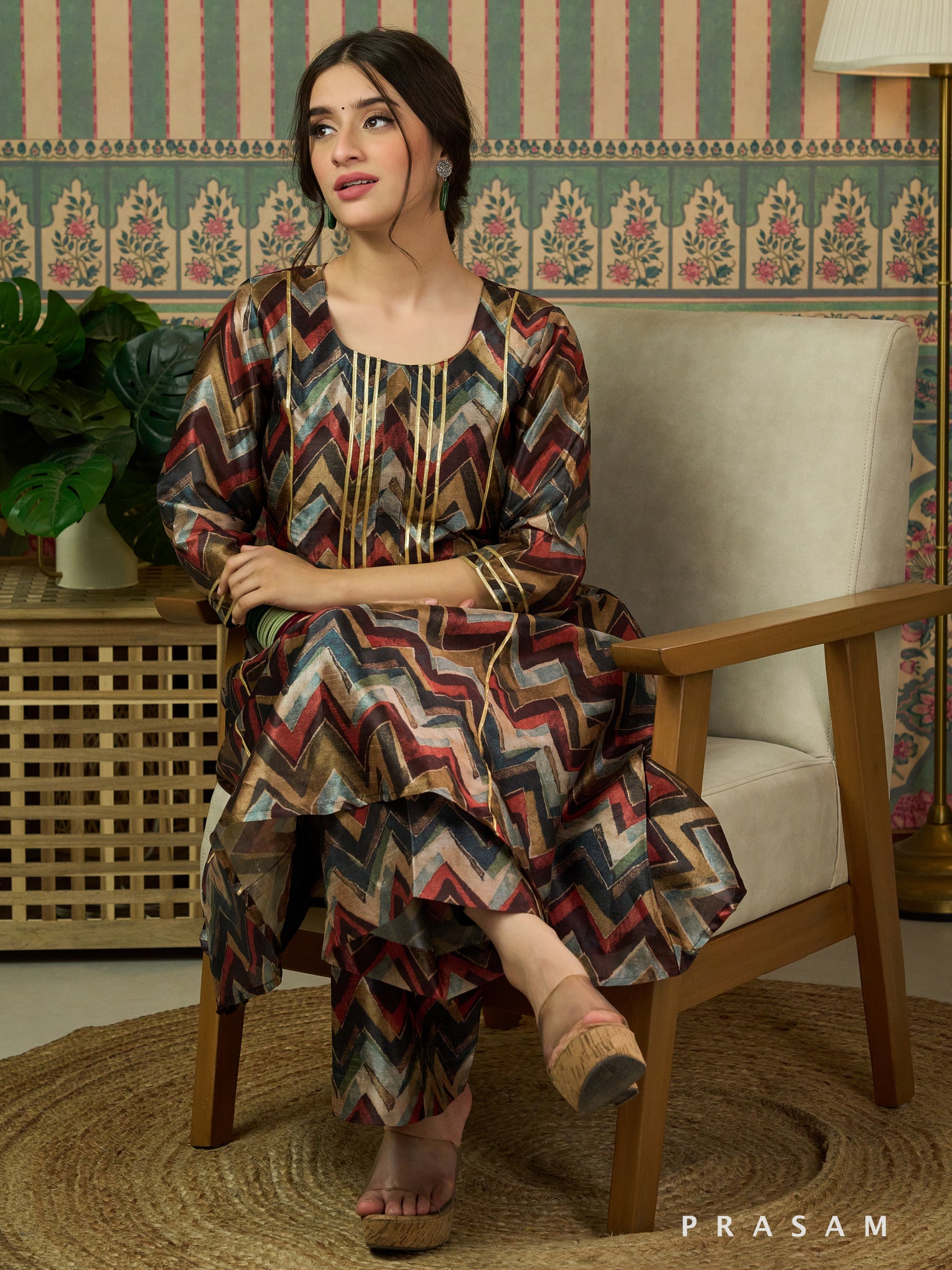 Galaxy Chevron Chanderi Kurta Set