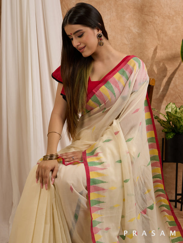 Chamak - Soft Mul Jamdani Saree