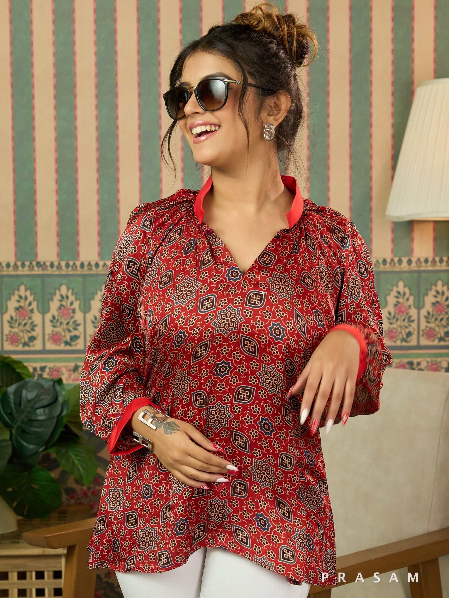 Sangria Glow  Modal Silk Tunic