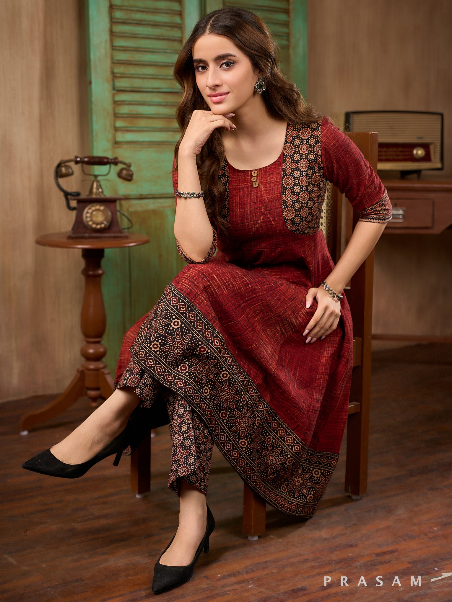 Cinder Essence Ajrakh Kurta Set