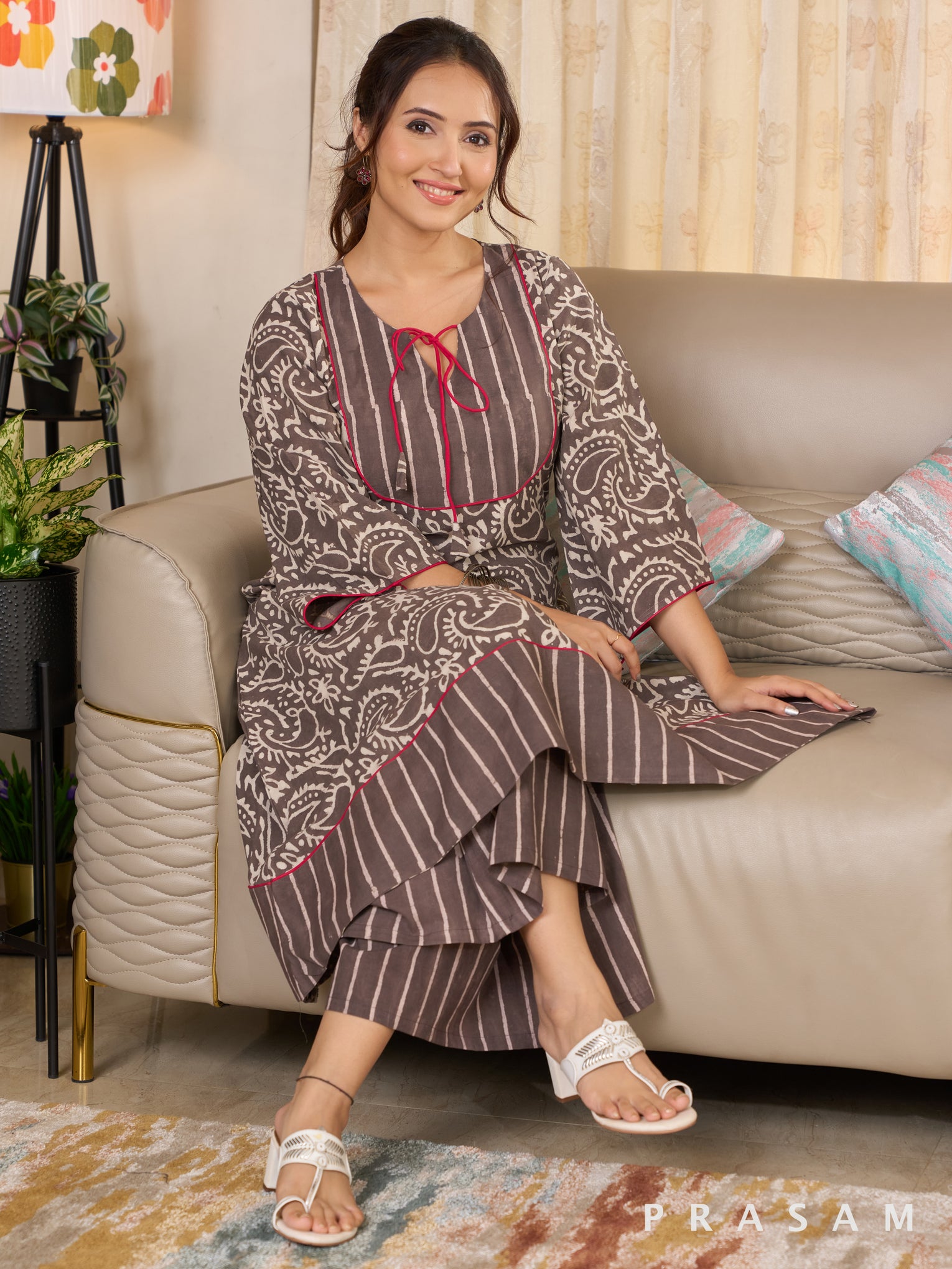 Bagru Sandstone Kurti Set