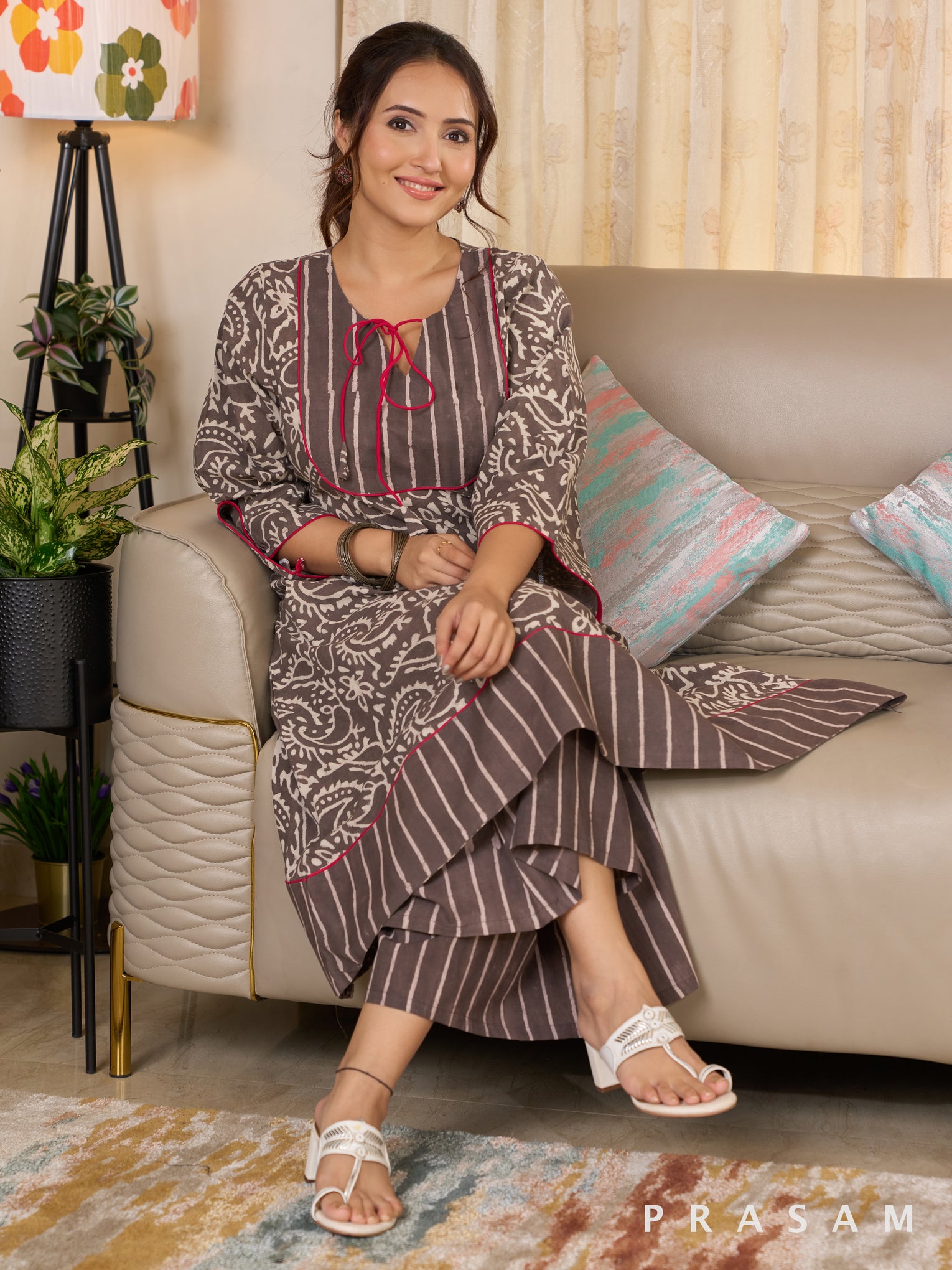 Bagru Sandstone Kurti Set