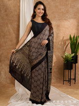 Siyahi - Ajrakh Modal Silk Saree