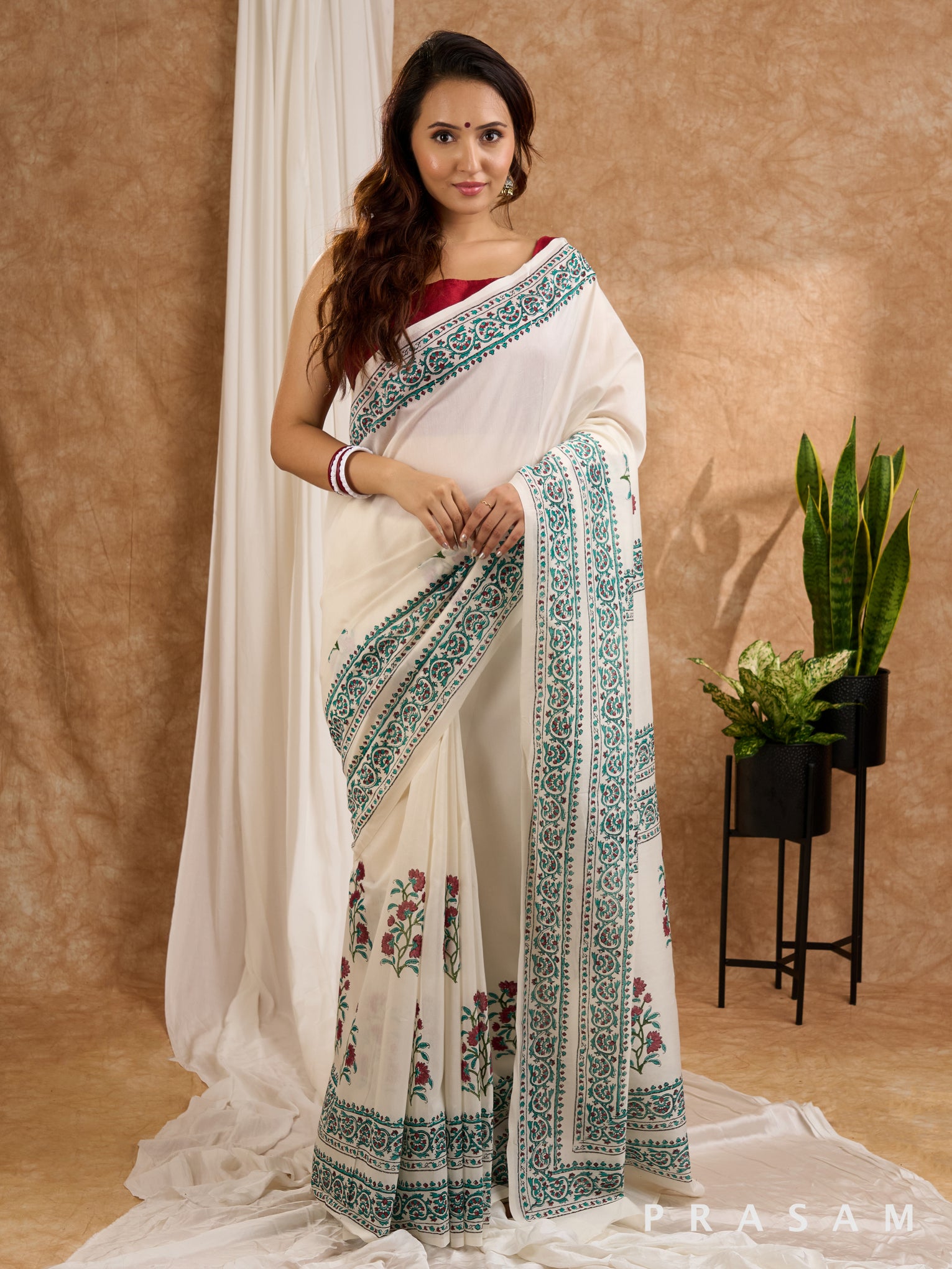 Gulzar -  Block Printed Chanderi Saree