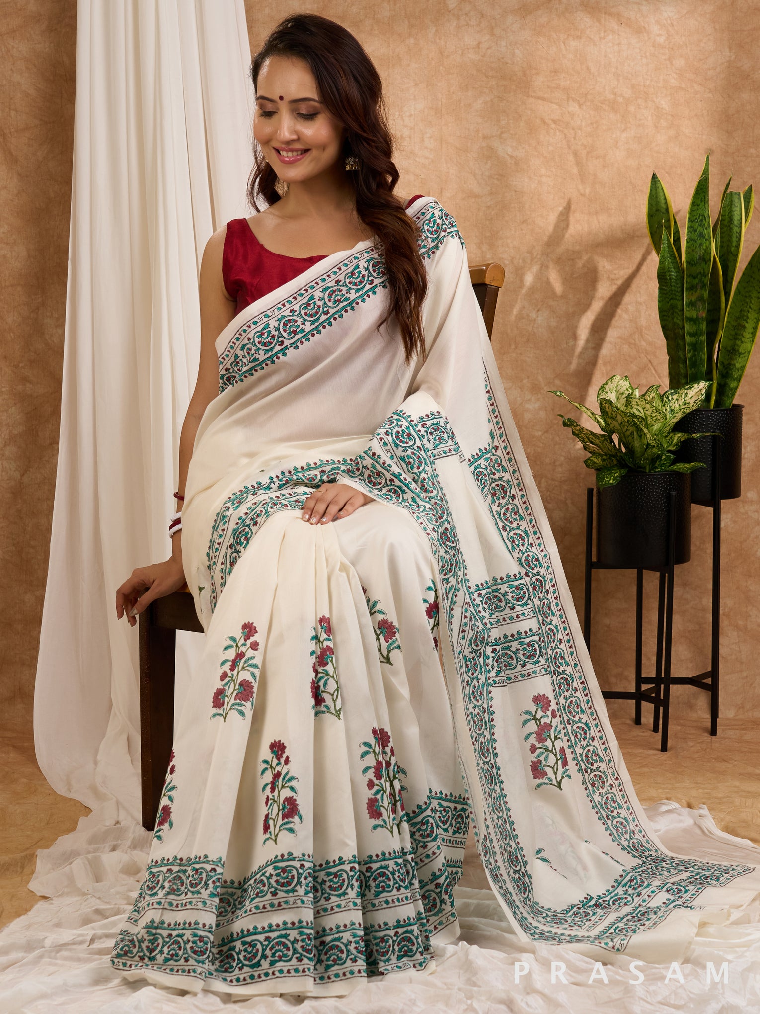 Gulzar -  Block Printed Chanderi Saree