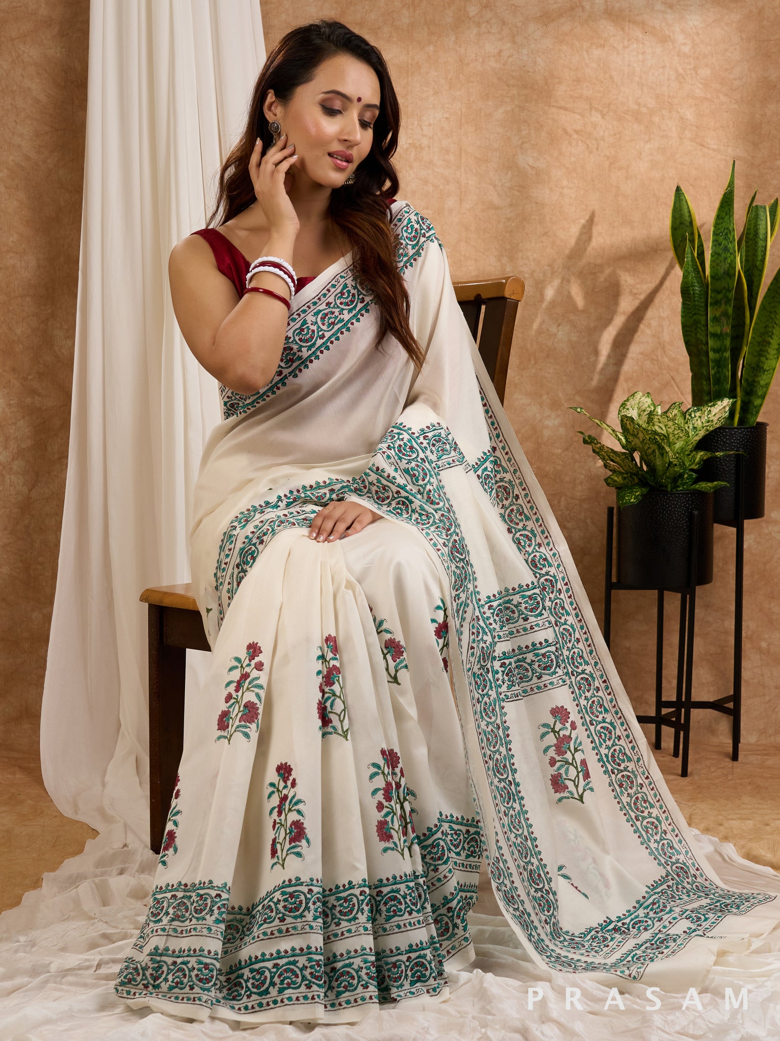 Gulzar -  Block Printed Chanderi Saree