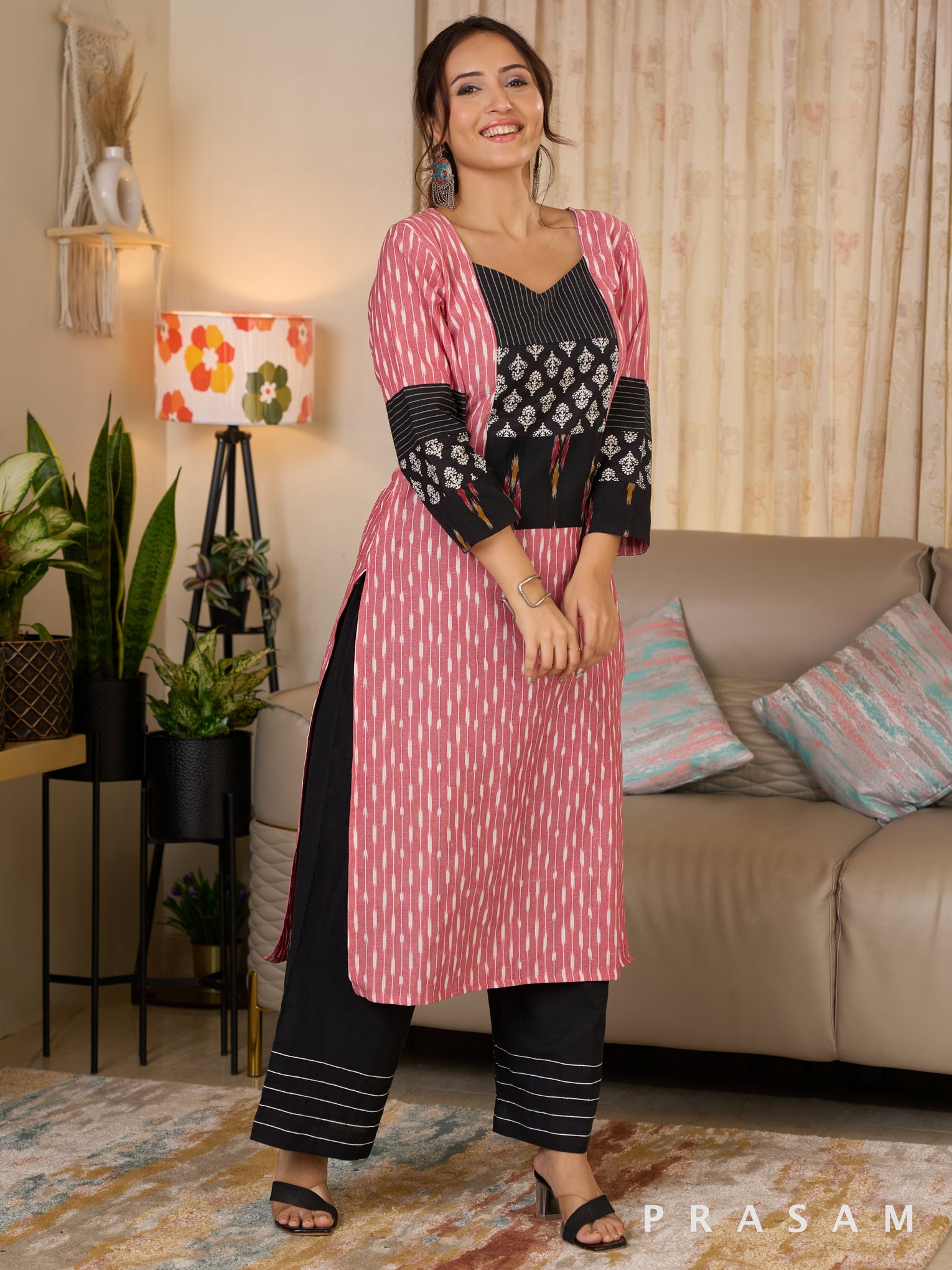 Pink Berry Ikat Kurti