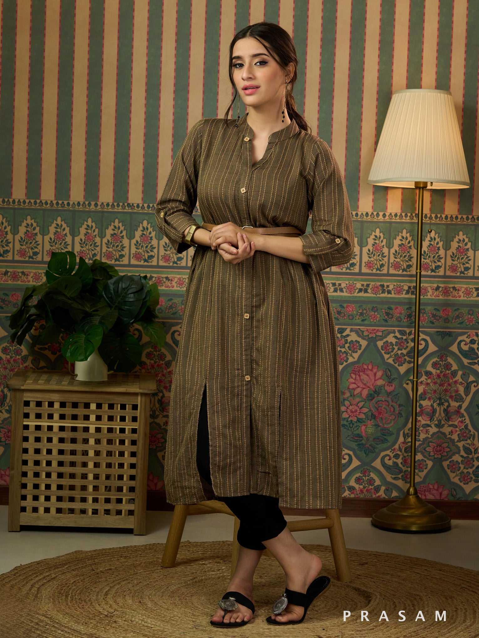 Hazel Olive Cotton Shirt Dress