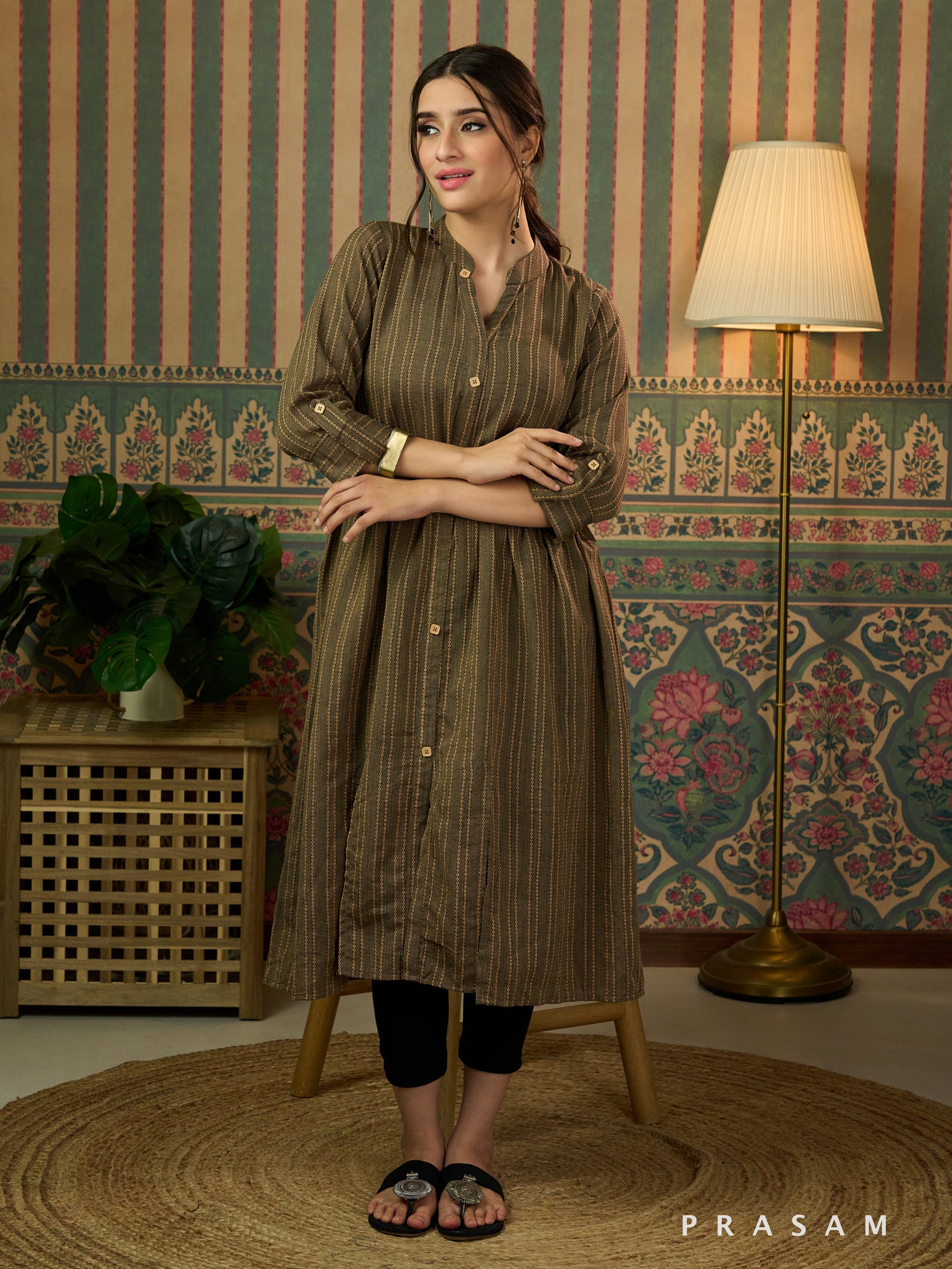 Hazel Olive Cotton Shirt Dress