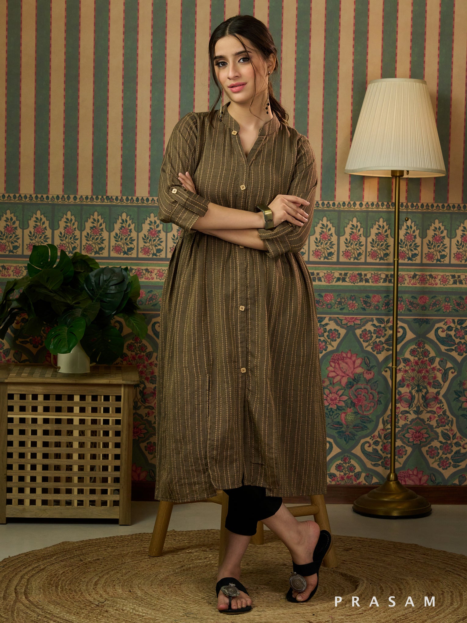 Hazel Olive Cotton Shirt Dress