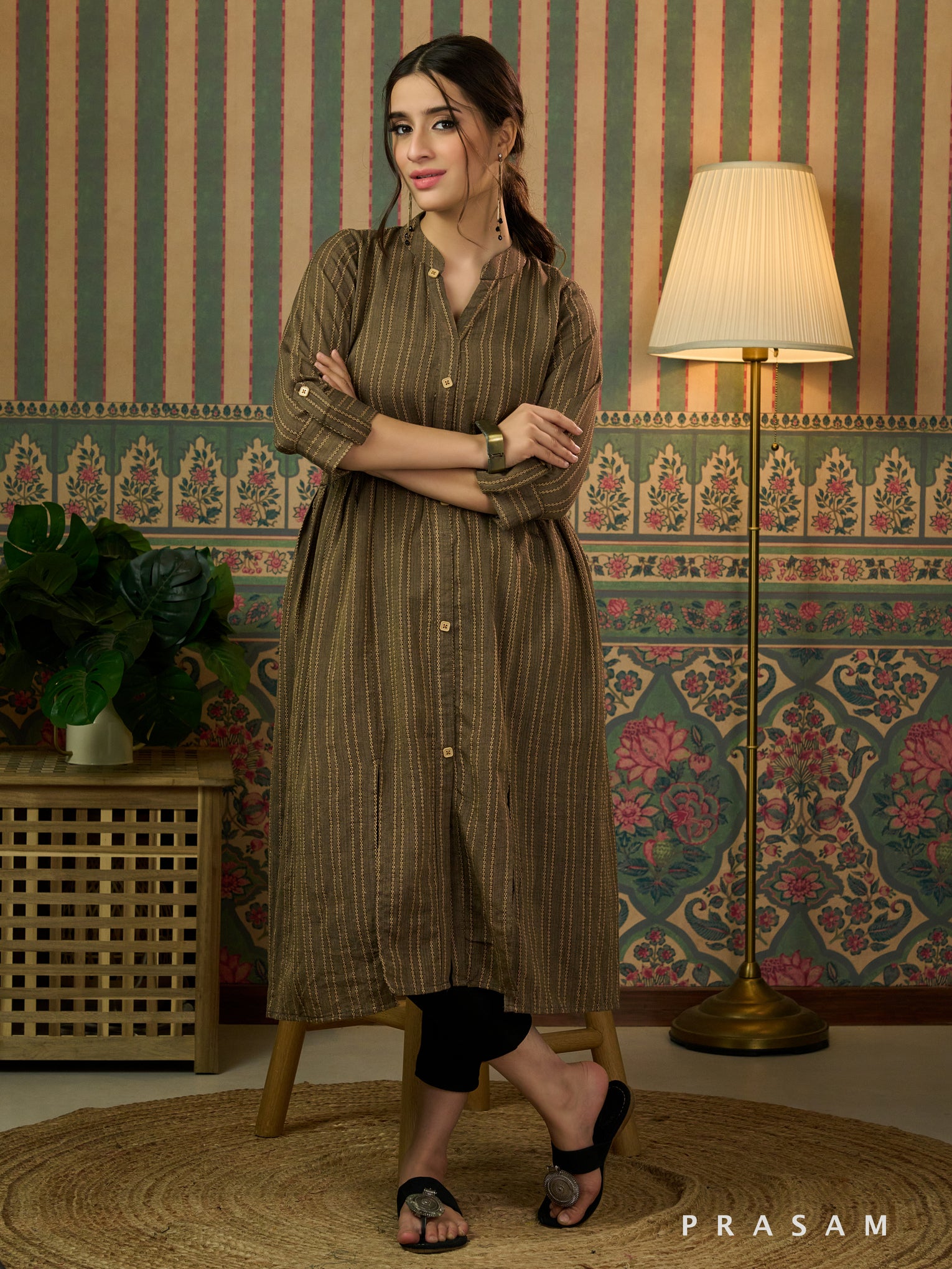 Hazel Olive Cotton Shirt Dress