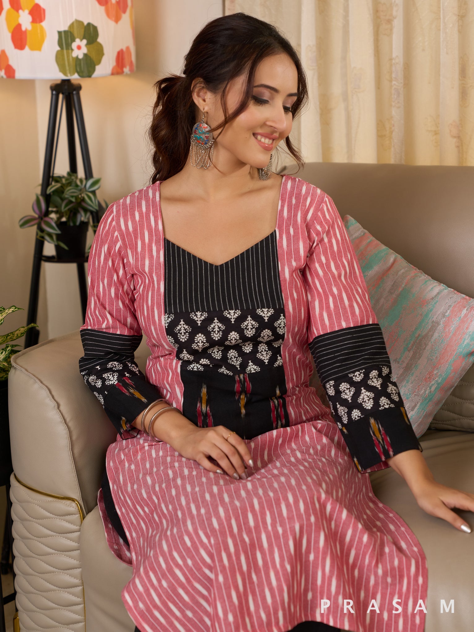 Pink Berry Ikat Kurti