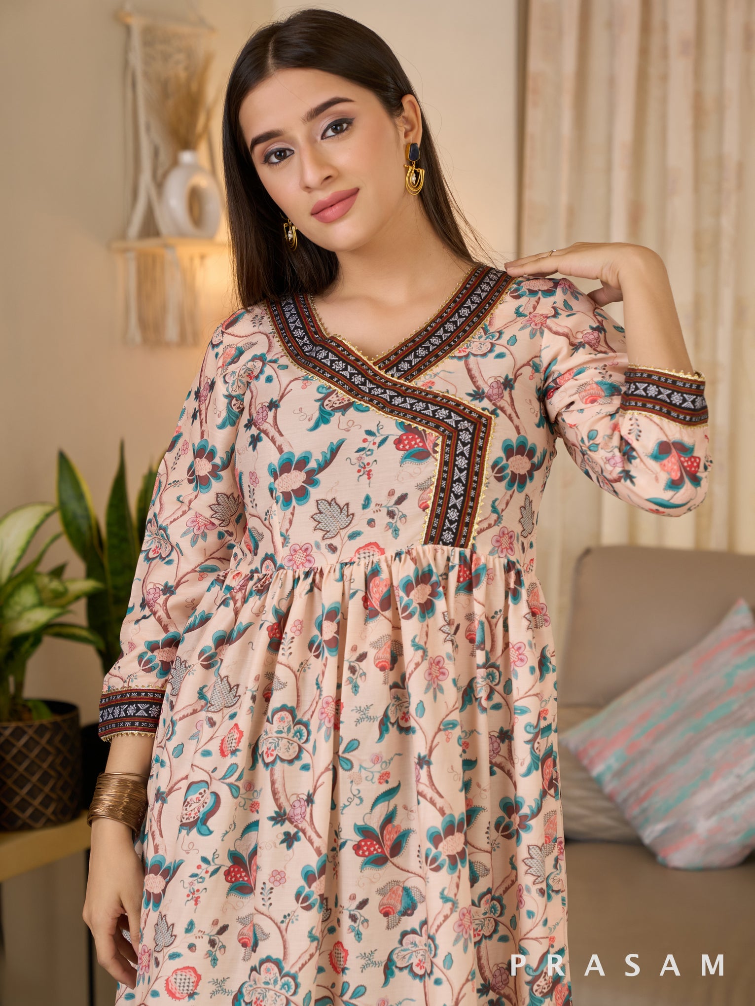 Verdant Blossom Angarakha Style Kurti