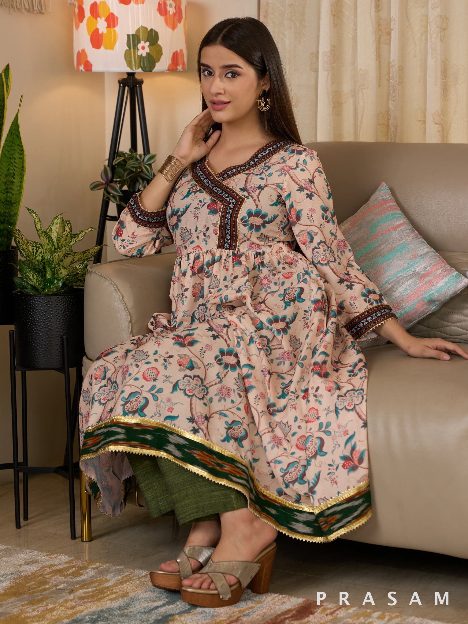 Verdant Blossom Angarakha Style Kurti