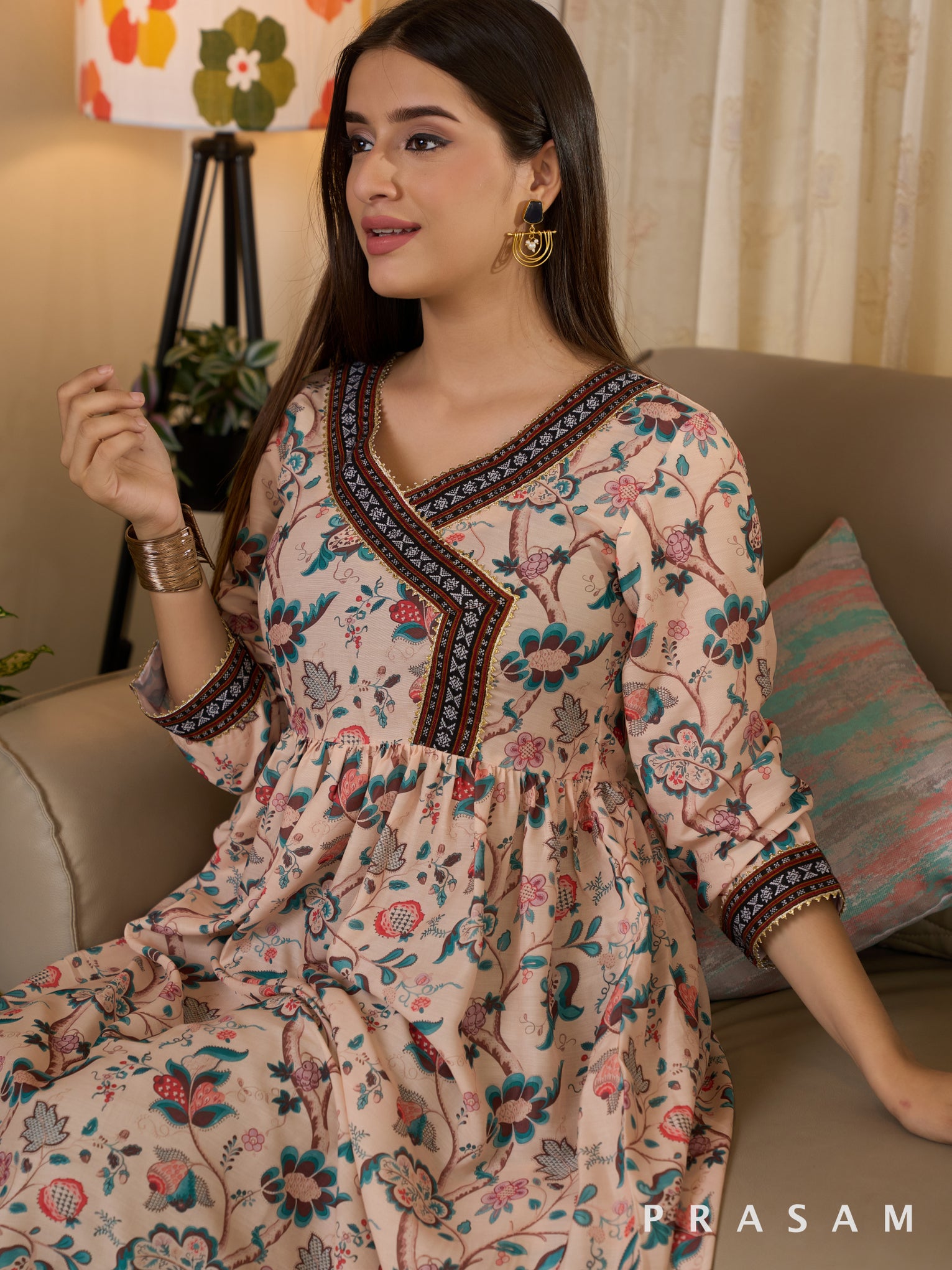 Verdant Blossom Angarakha Style Kurti