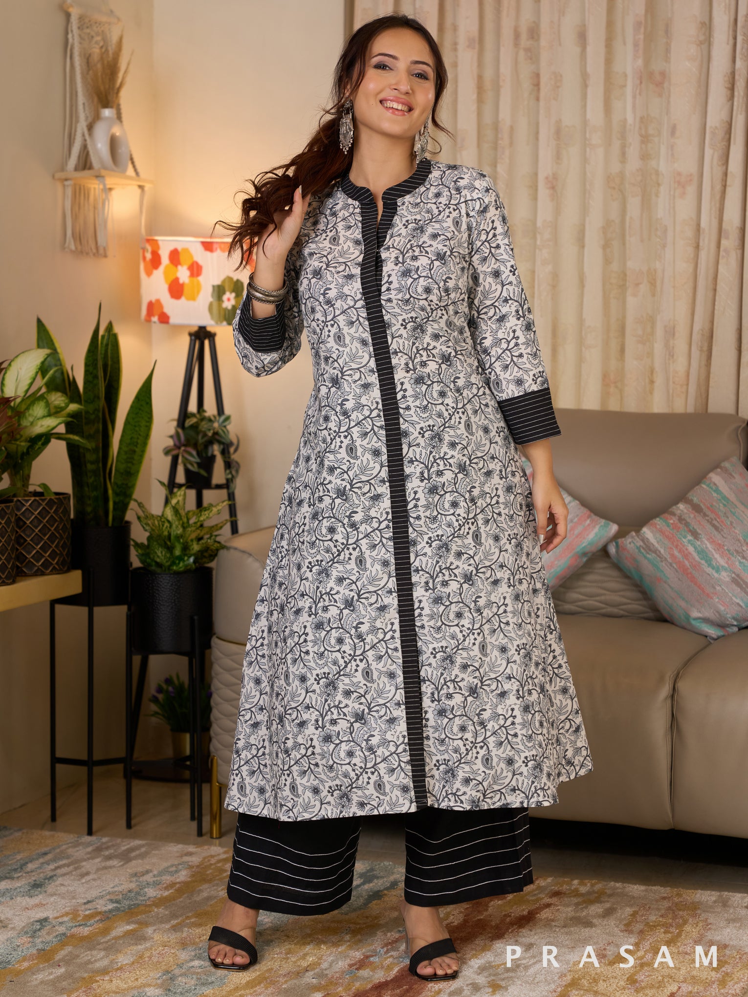 Ebony Floral A-Line Kurti