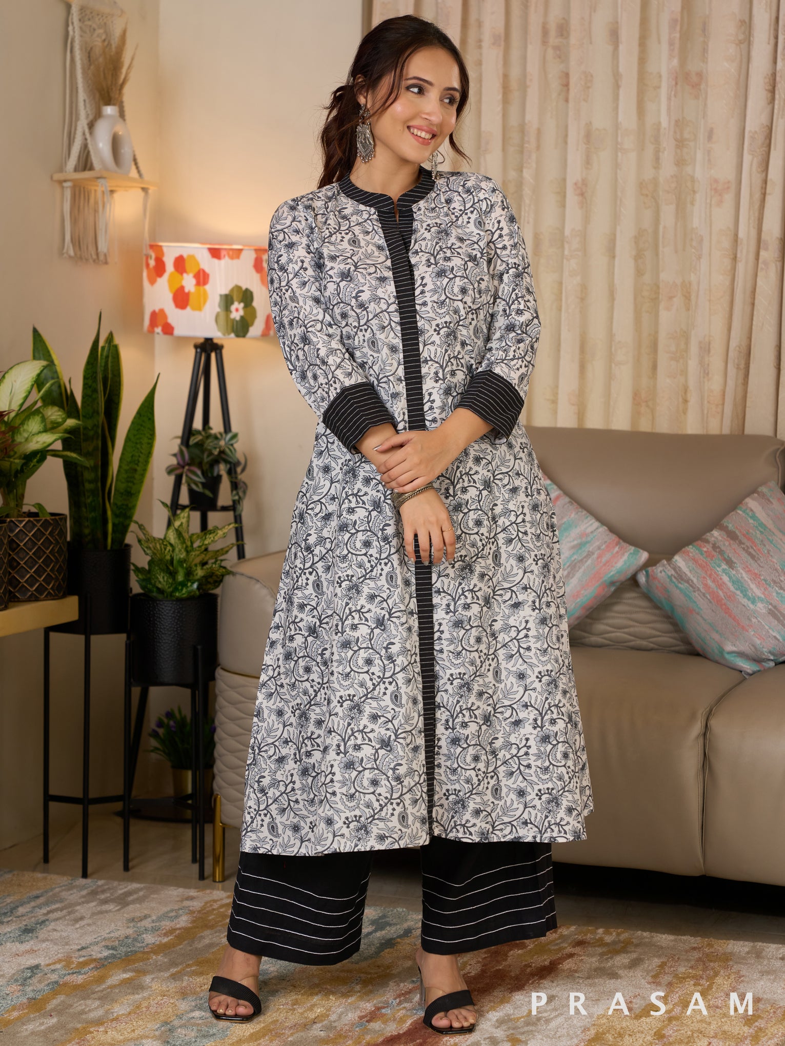 Ebony Floral A-Line Kurti