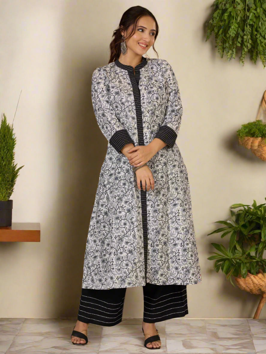 Ebony Floral A-Line Kurti