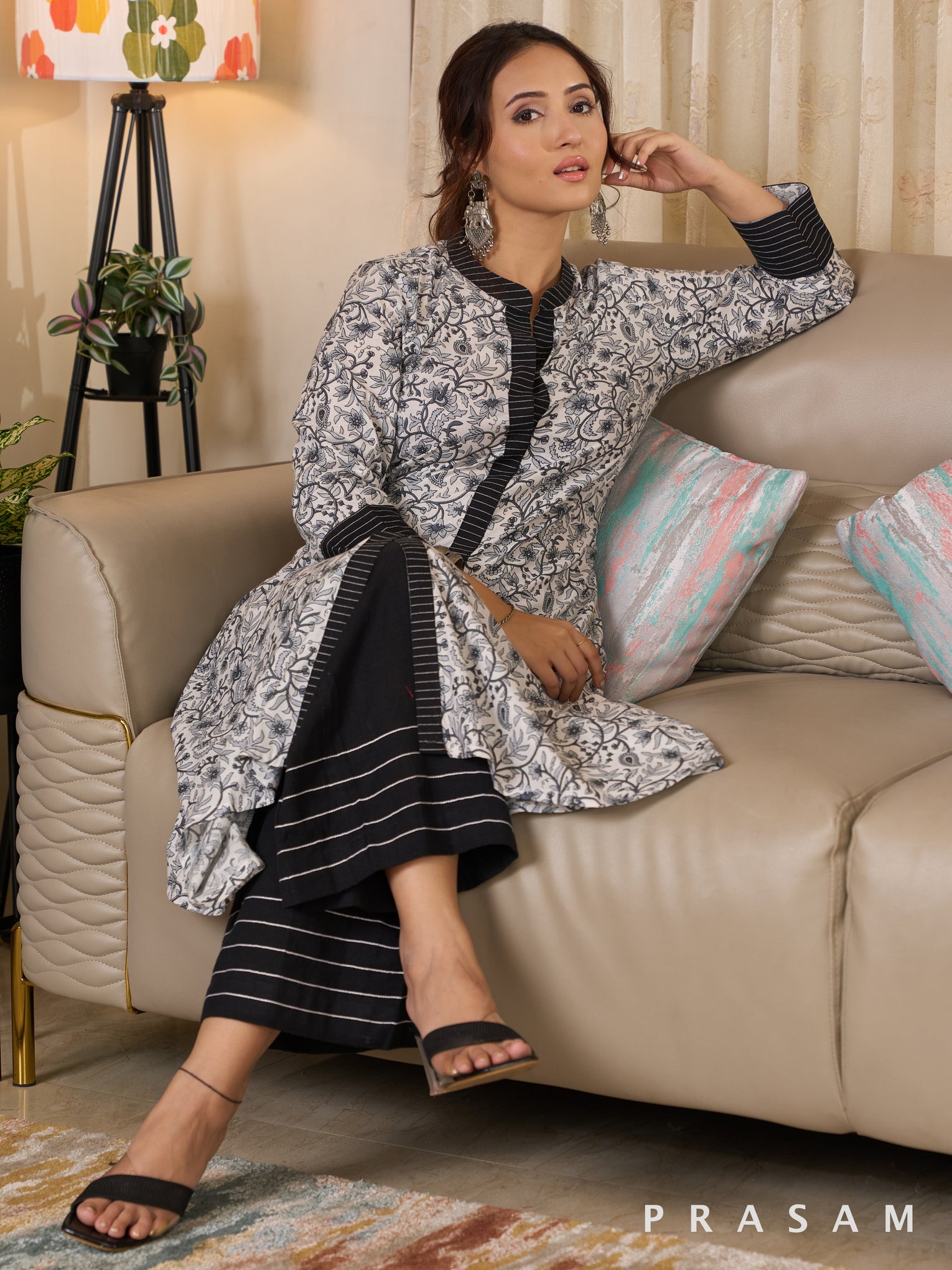 Ebony Floral A-Line Kurti