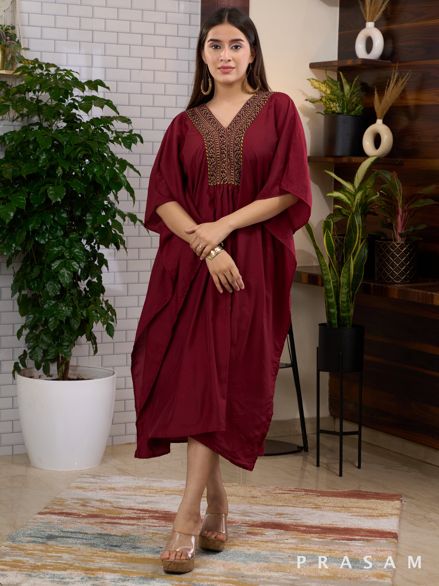 Mahogany Ajrakh Bliss Kaftan