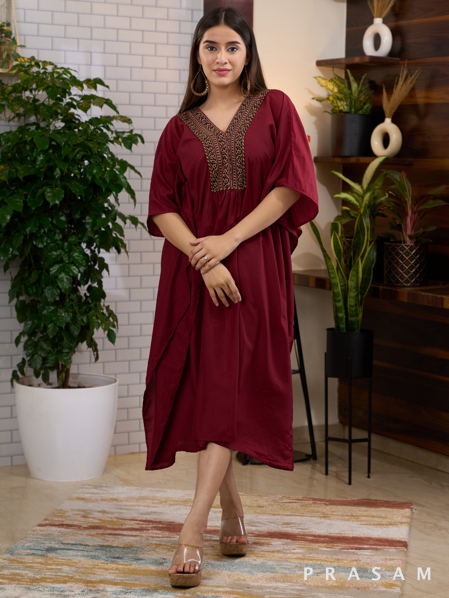 Mahogany Ajrakh Bliss Kaftan