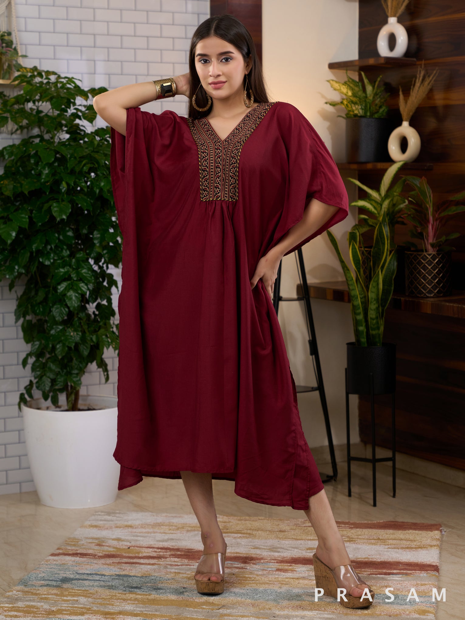 Mahogany Ajrakh Bliss Kaftan