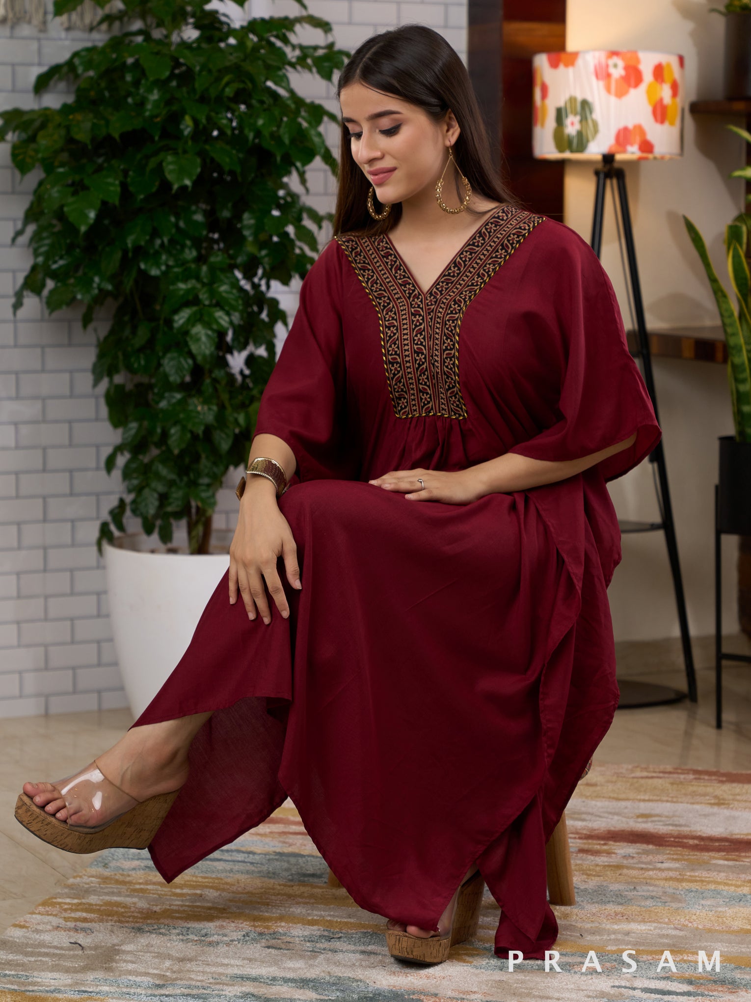 Mahogany Ajrakh Bliss Kaftan