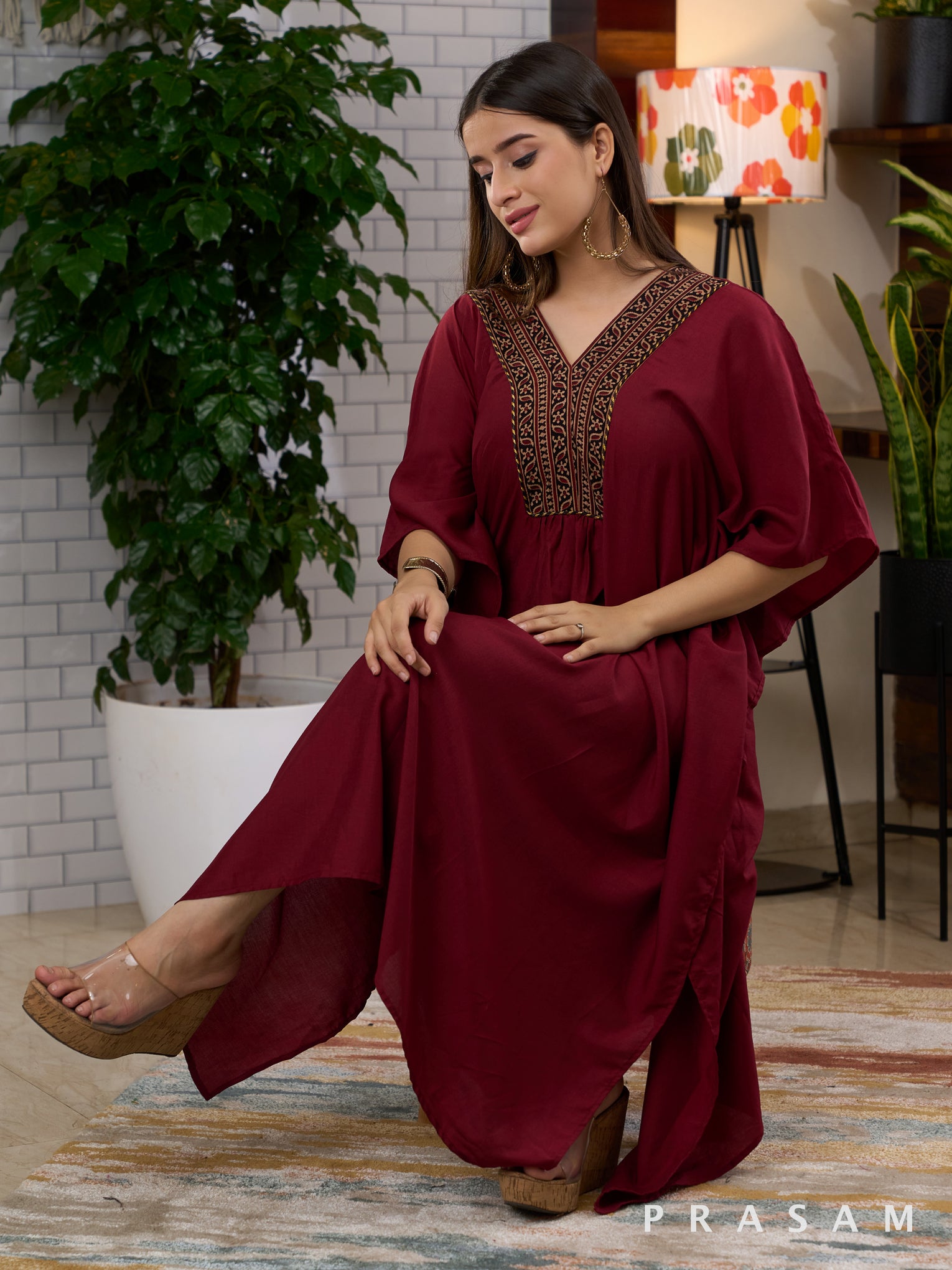 Mahogany Ajrakh Bliss Kaftan