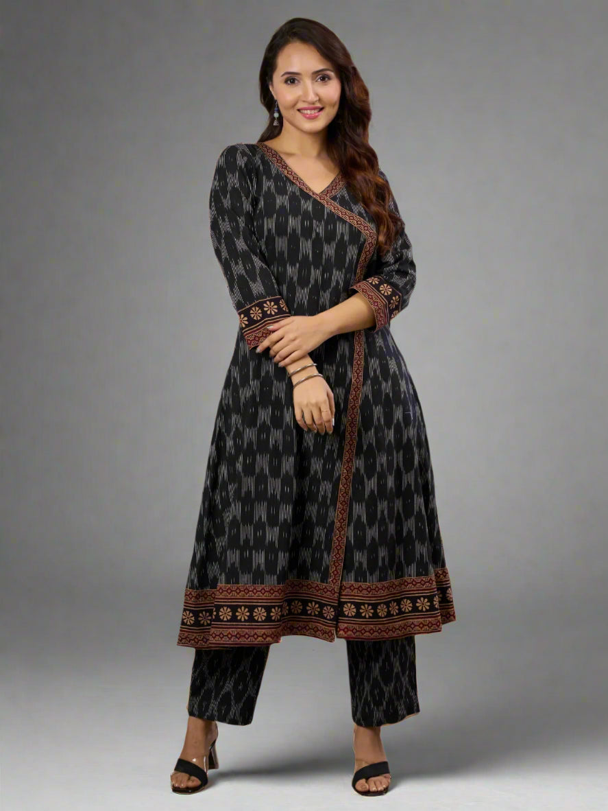 Black Tapestry Ajrakh Flair Kurta Set