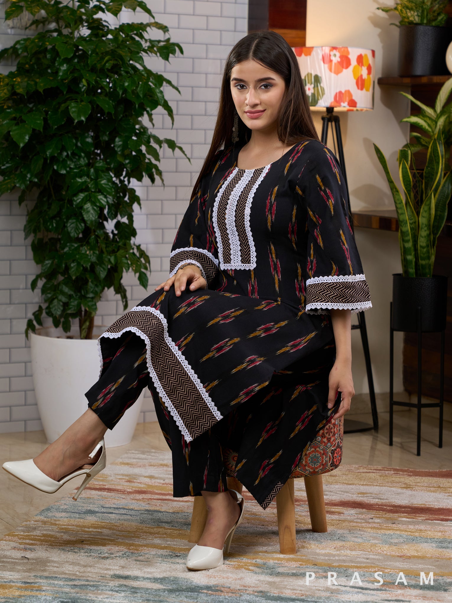 Ethereal Ikat Kurta Set