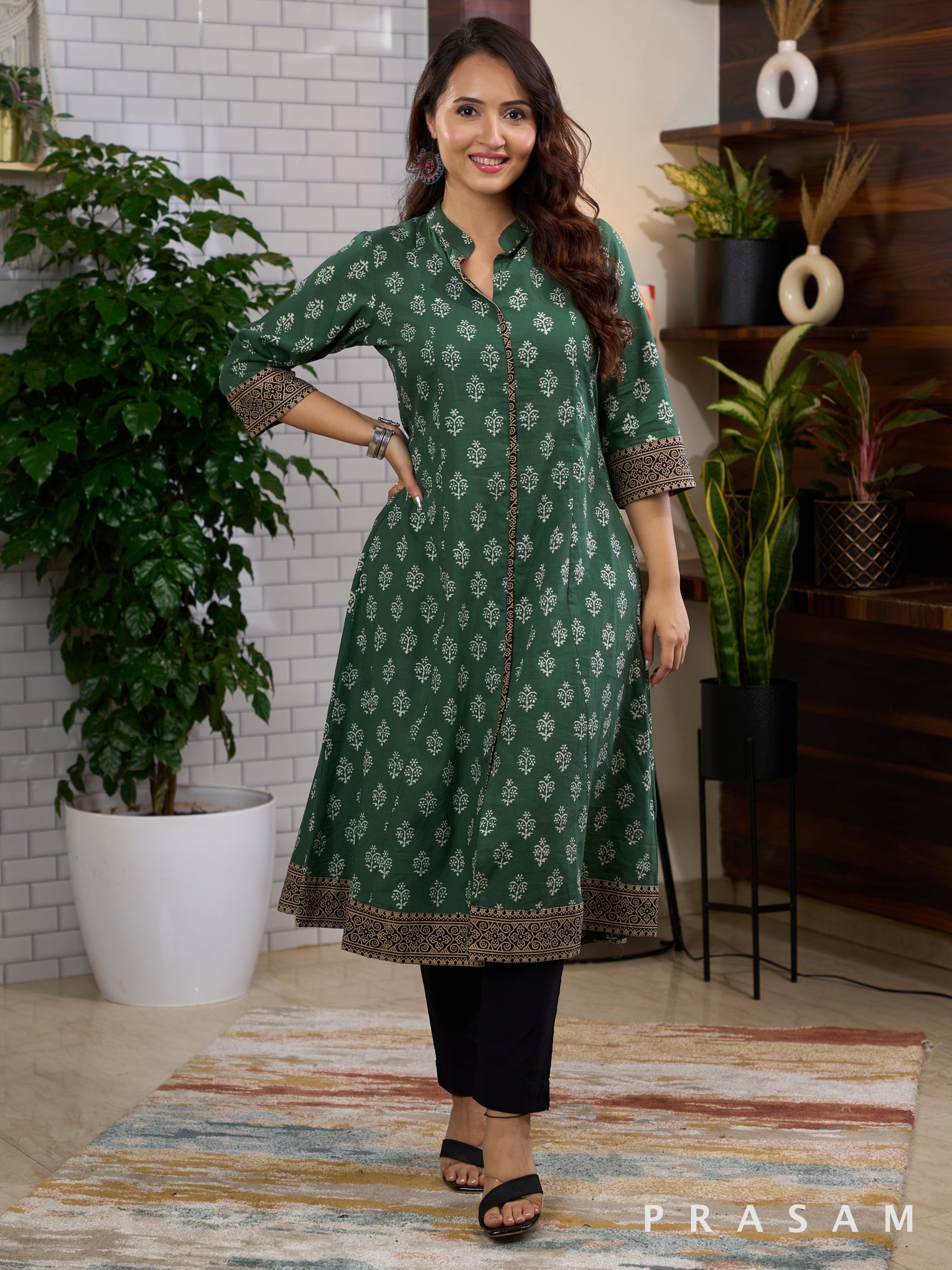 Eden - Green Kurti with Motifs