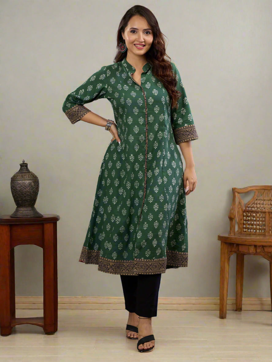Eden - Green Kurti with Motifs