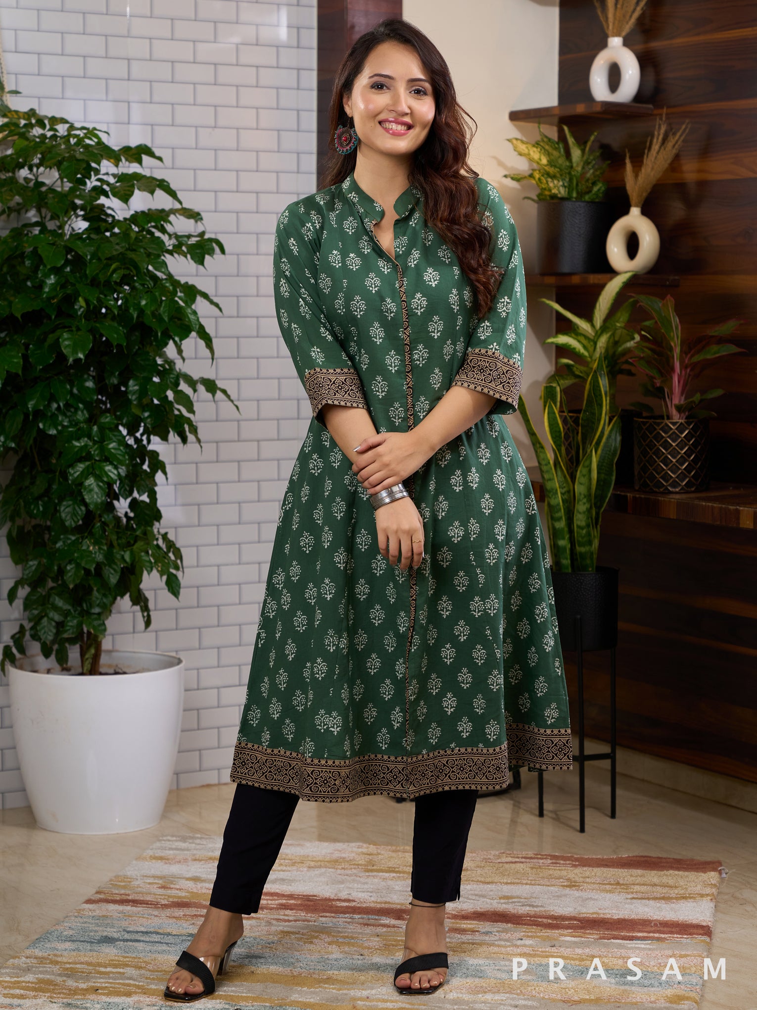 Eden - Green Kurti with Motifs