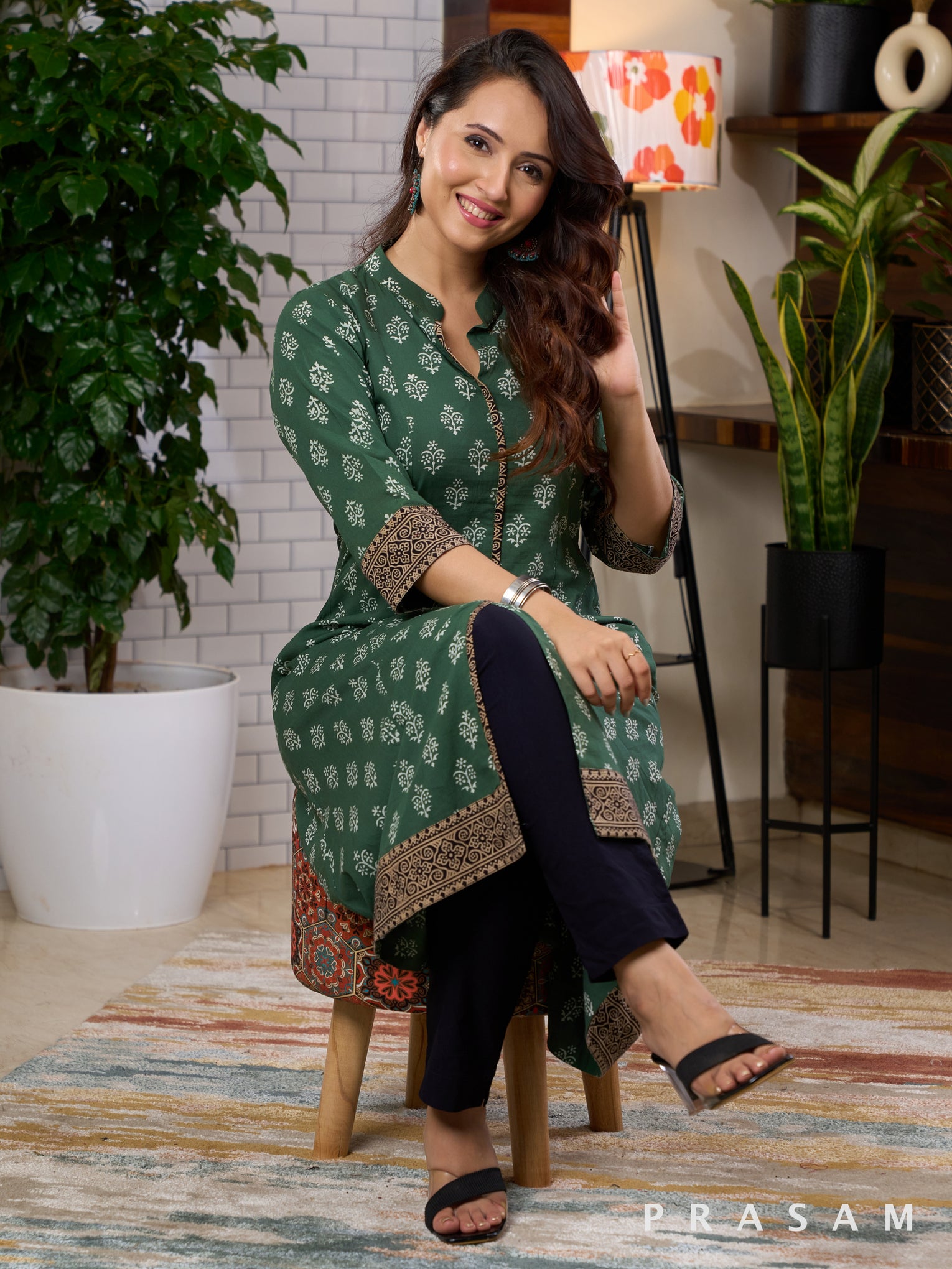 Eden - Green Kurti with Motifs