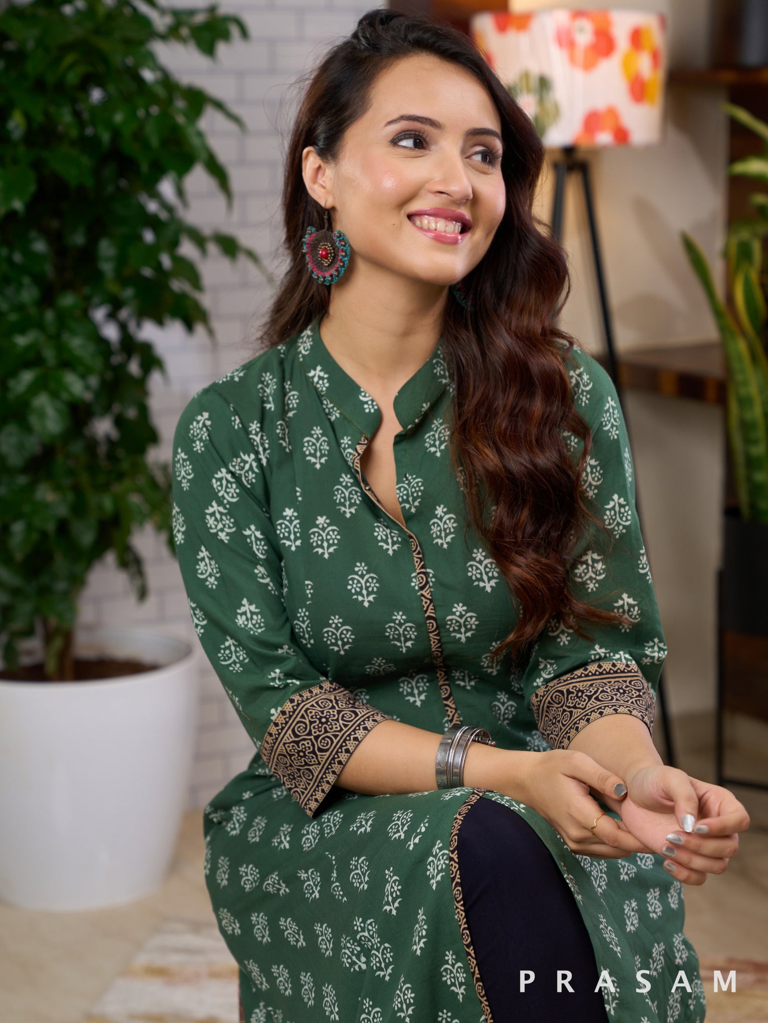 Eden - Green Kurti with Motifs