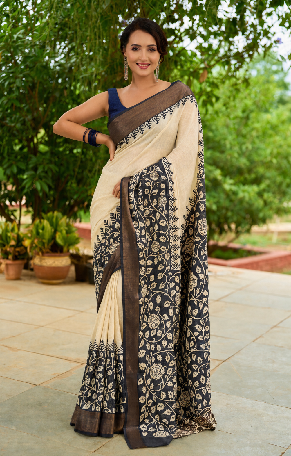 Saanvi Heritage Handpainted Pure  Silk Saree
