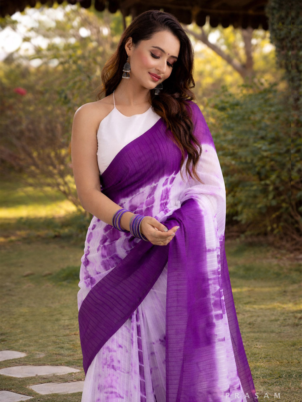 Amethyst Aura Shibori Handcrafted Saree