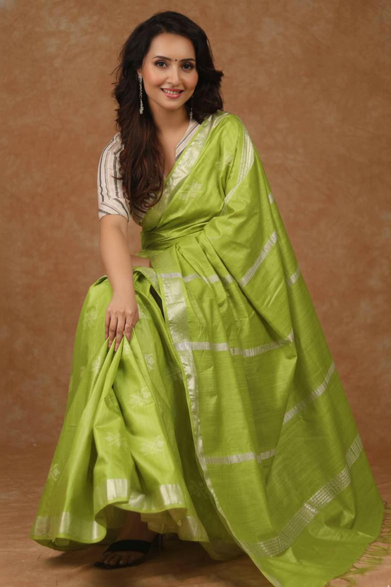 Citrus Mist Cotton Blend Saree