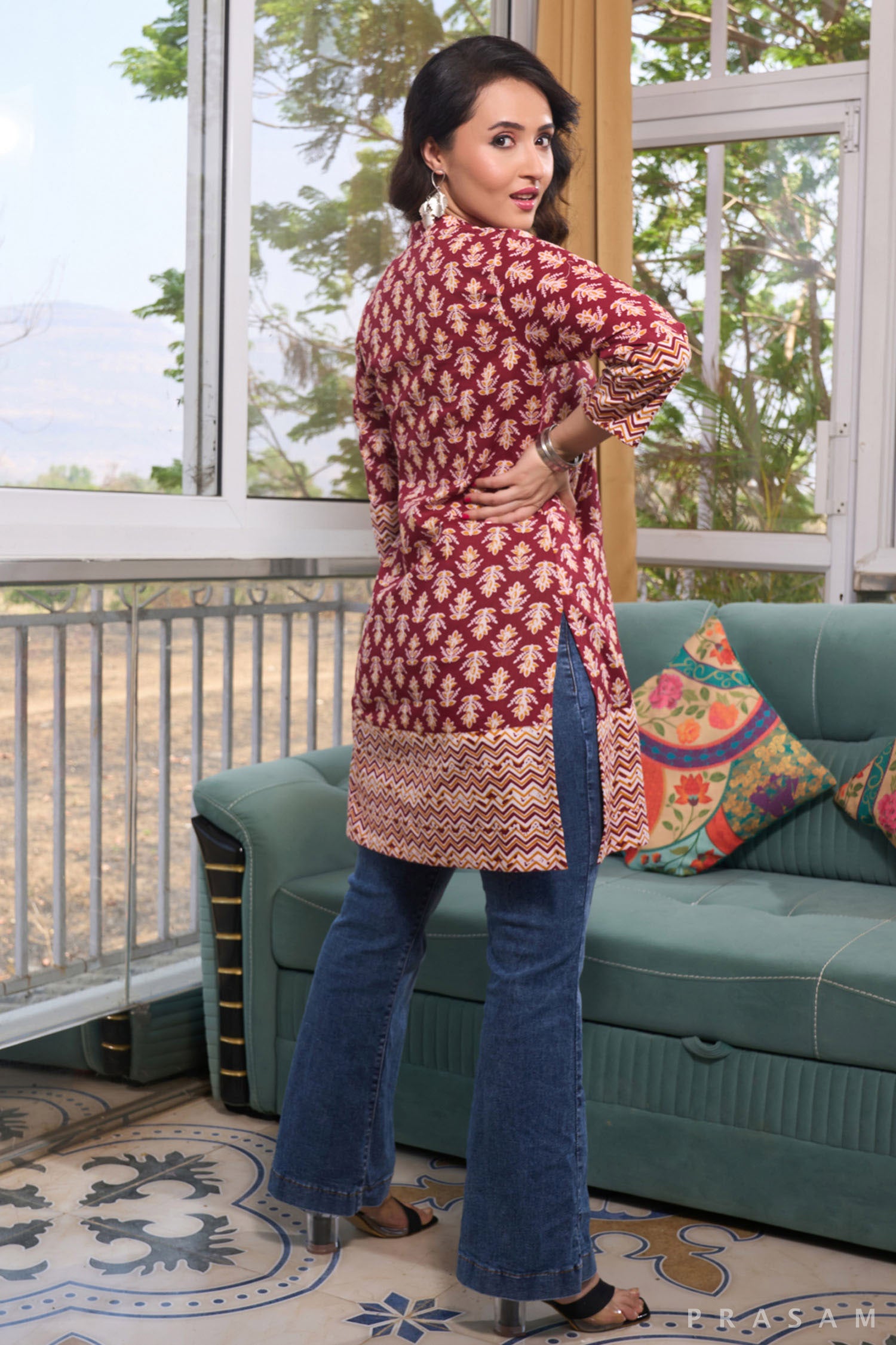 Rose Garden Mul Print Coordinated Tunic Ensemble