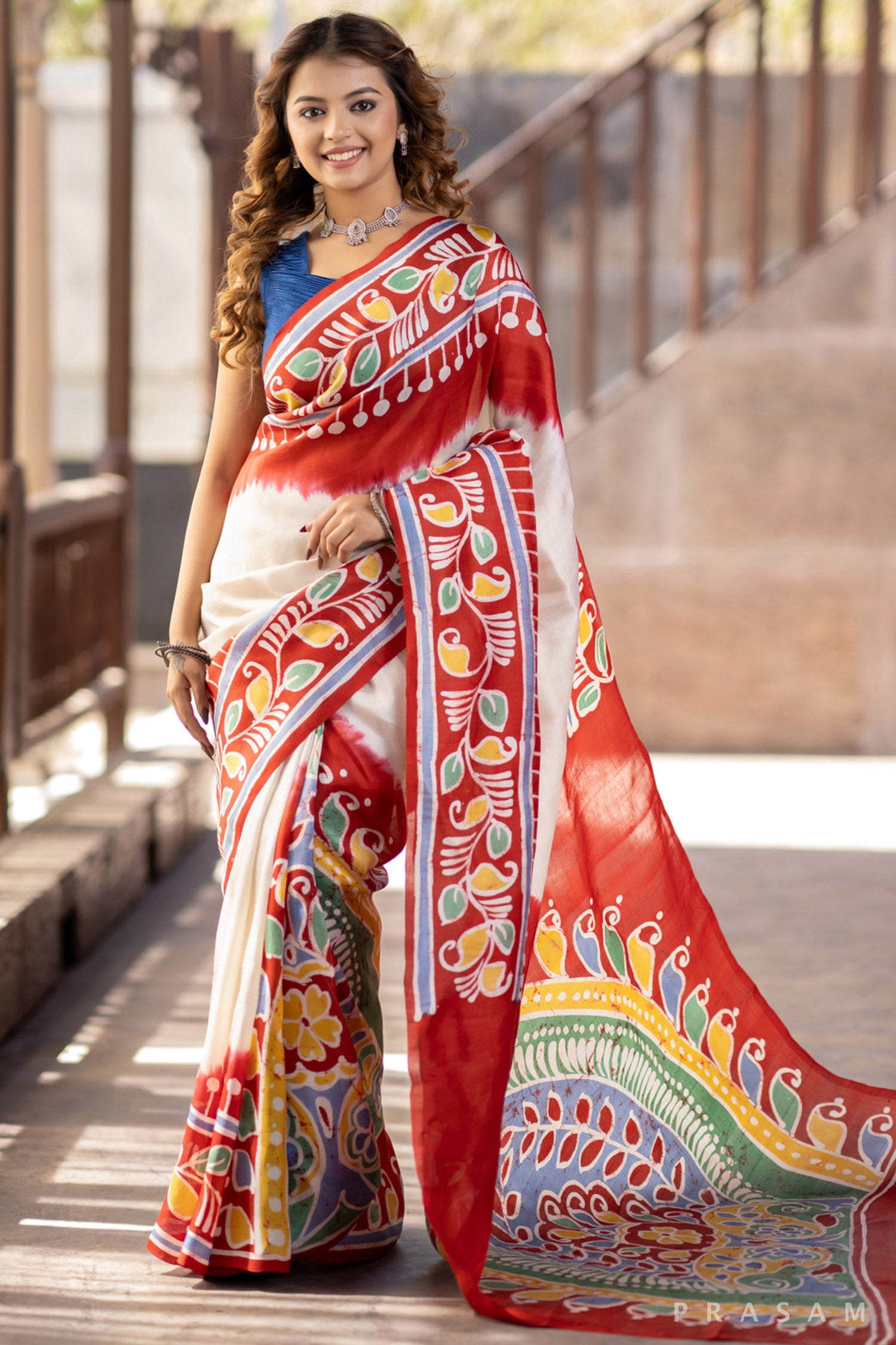 Pearl Princess hand painted silk saree