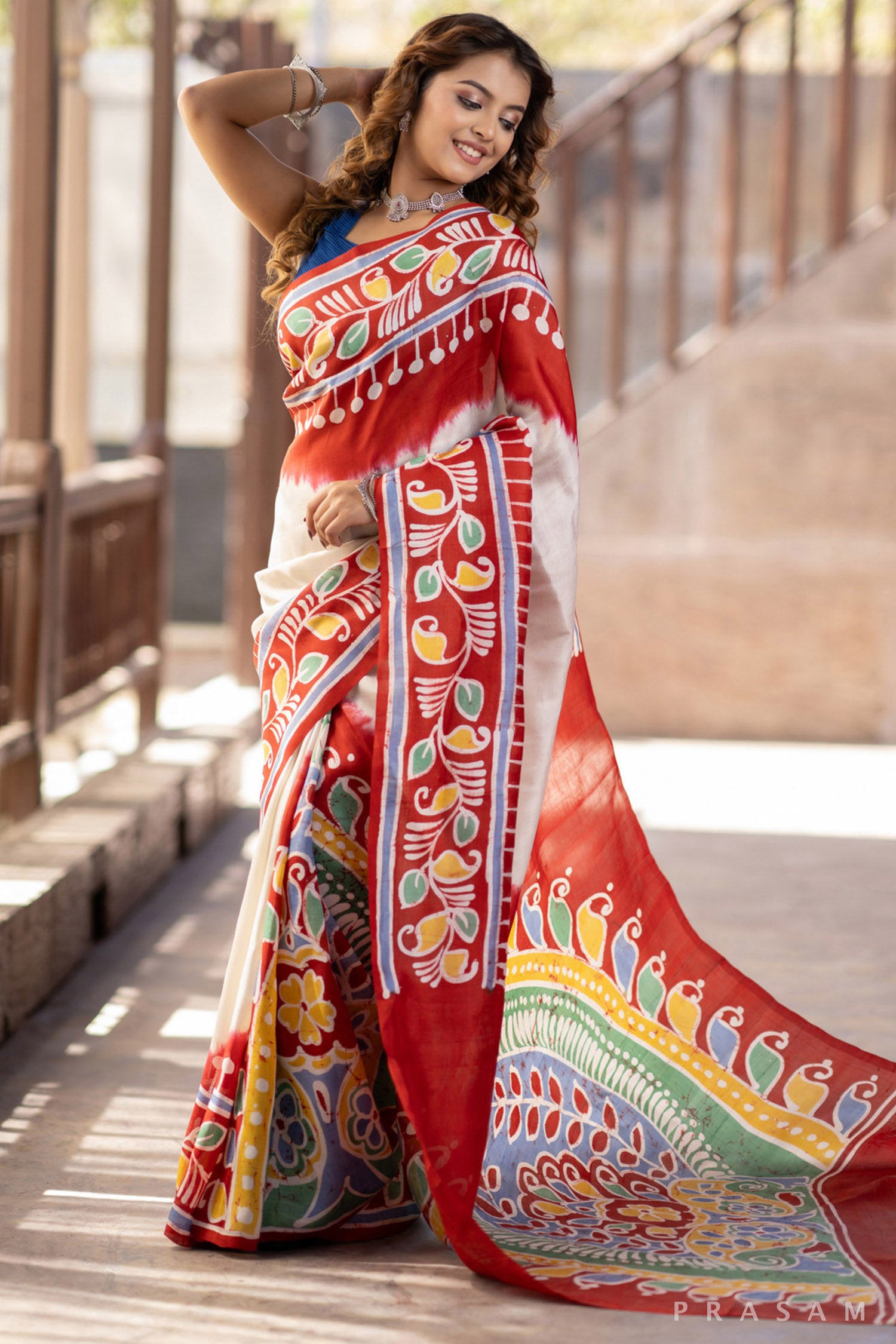 Pearl Princess hand painted silk saree